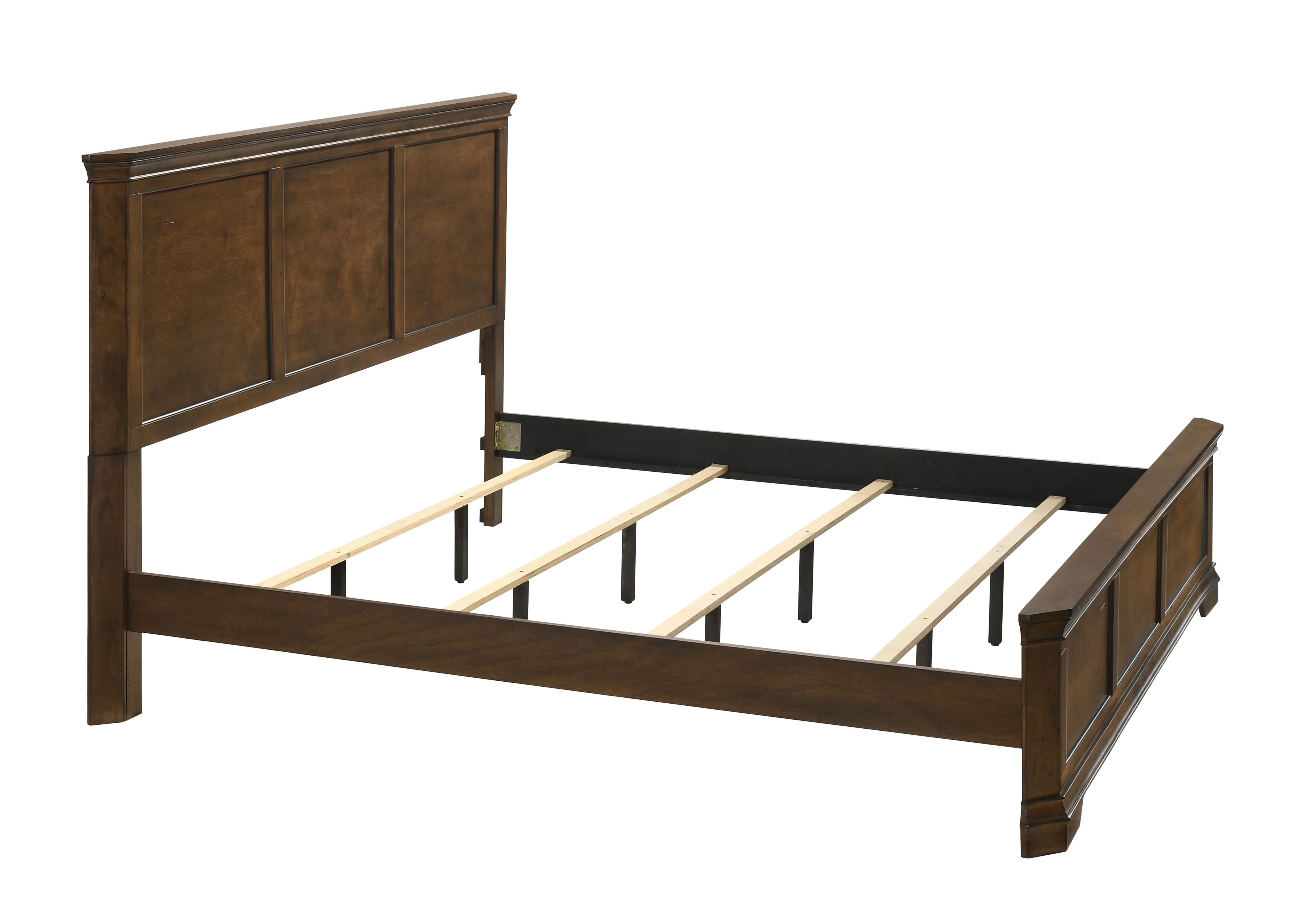 Roundhill Furniture Maderne Traditional Wood Panel Bed, Queen, Antique Walnut Finish