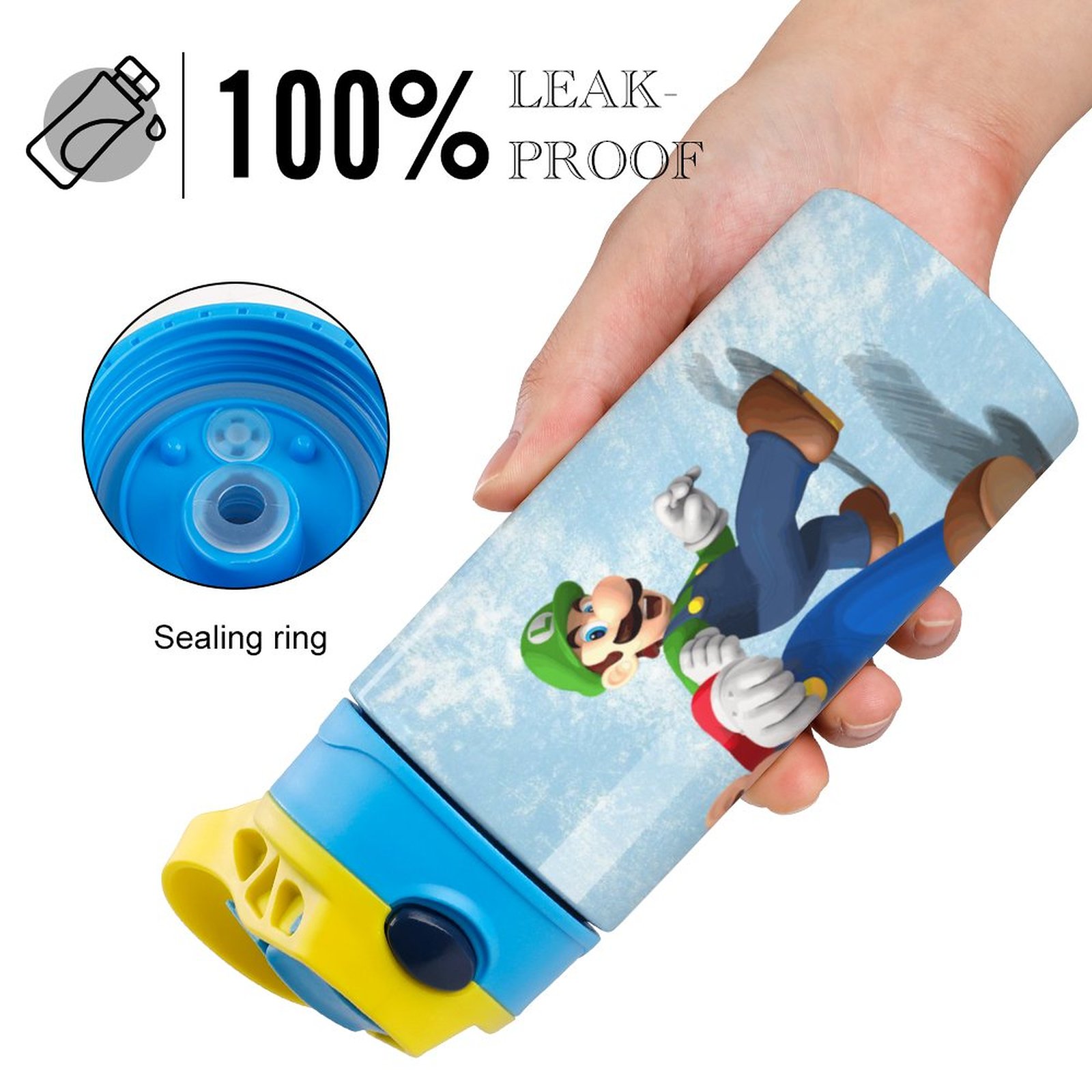 Luigi Mario Kid's Insulated Water Bottle With Straw Vacuum Stainless Steel Cup Leak-Proof Children Toddler Thermoses