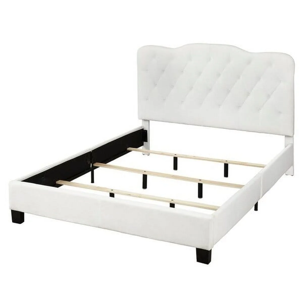 Simple Living  Tessa Upholstered Bed Full White Velvet Wood Full Velvet