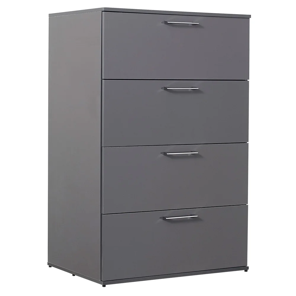 Artlia Glossy Four-Drawer Jumbo Chest in Dark Gray