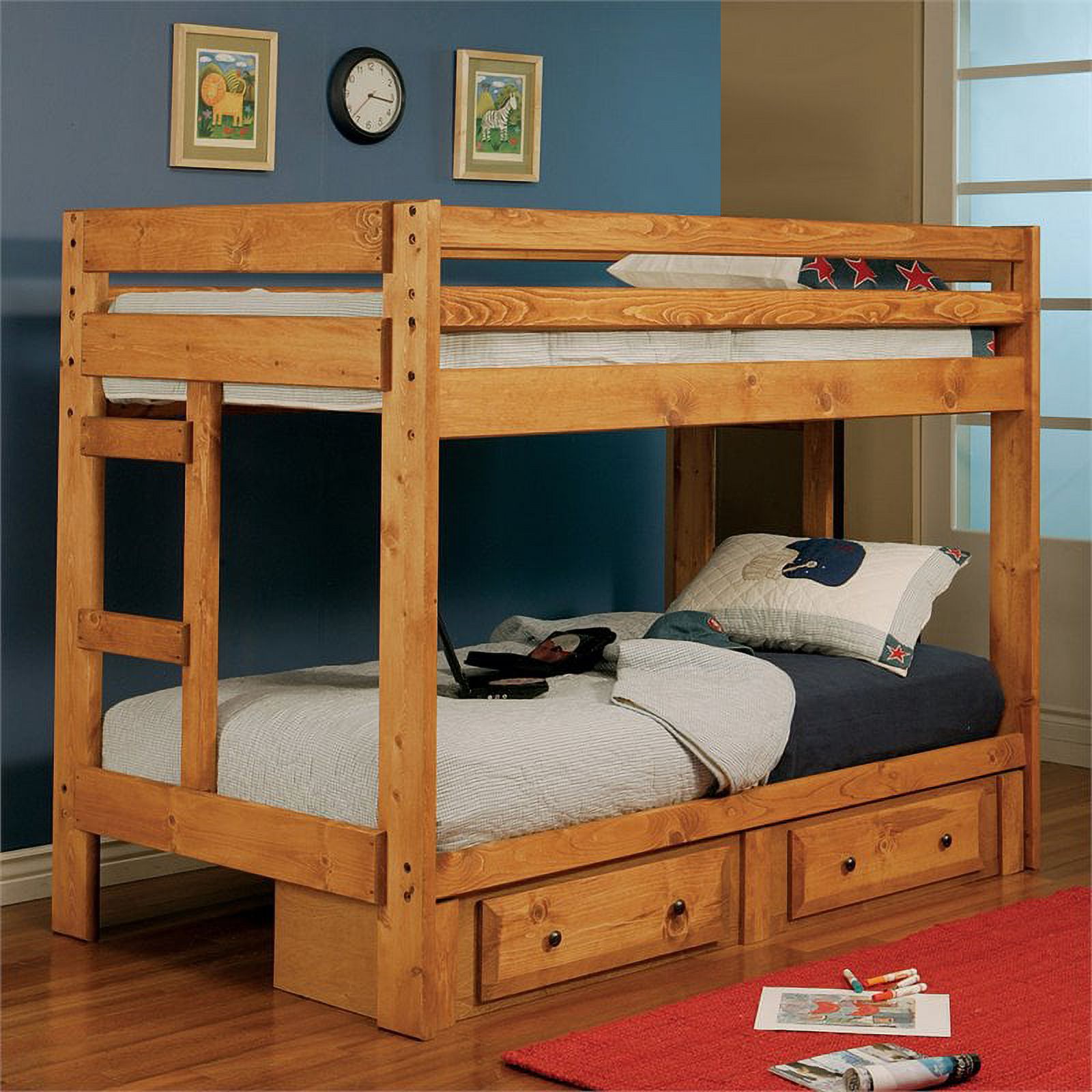 Rosebery Kids Twin Over Twin Bunk Bed in Amber Wash