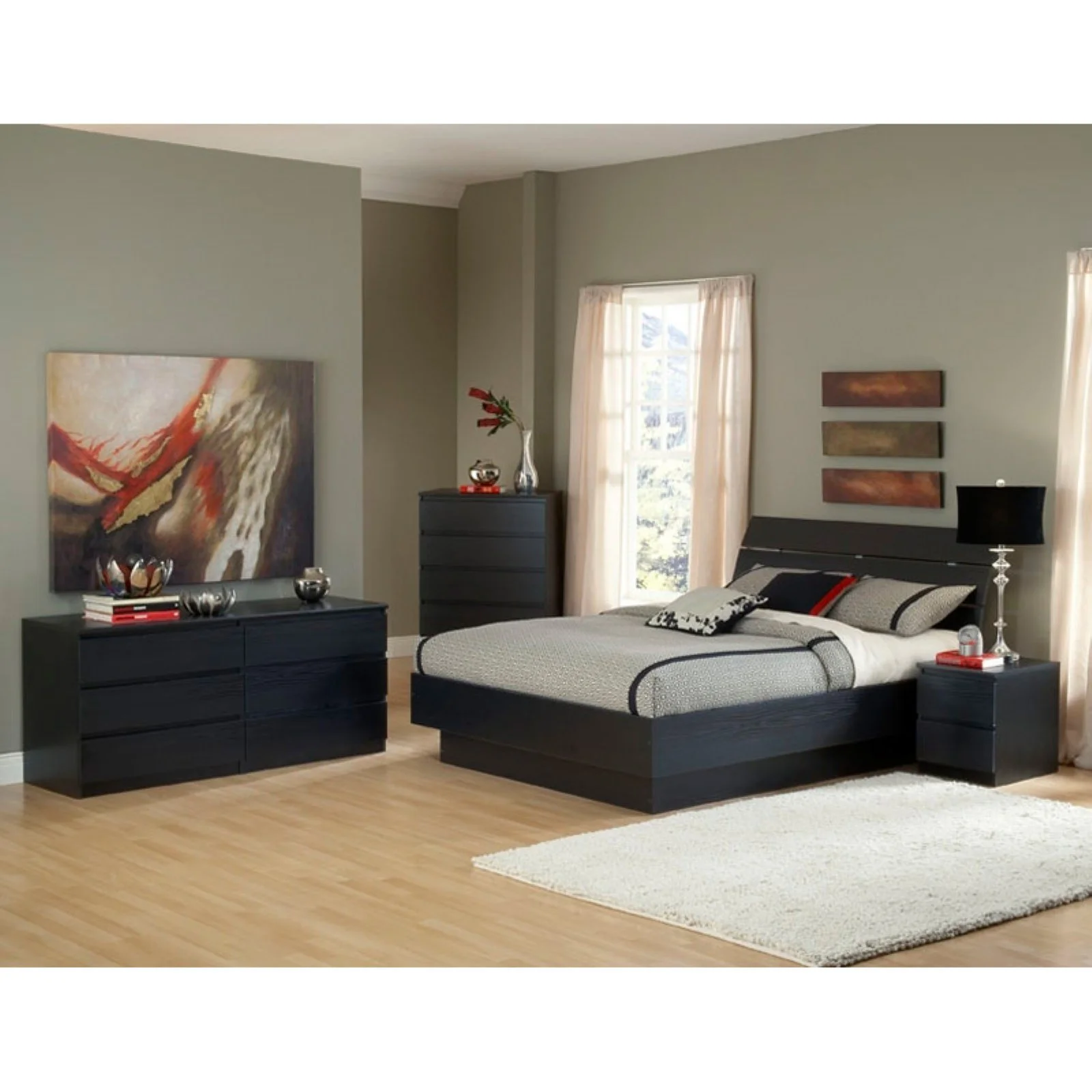 Tvilum Scottsdale Engineered Wood 6 Drawer Double Dresser in White High Gloss