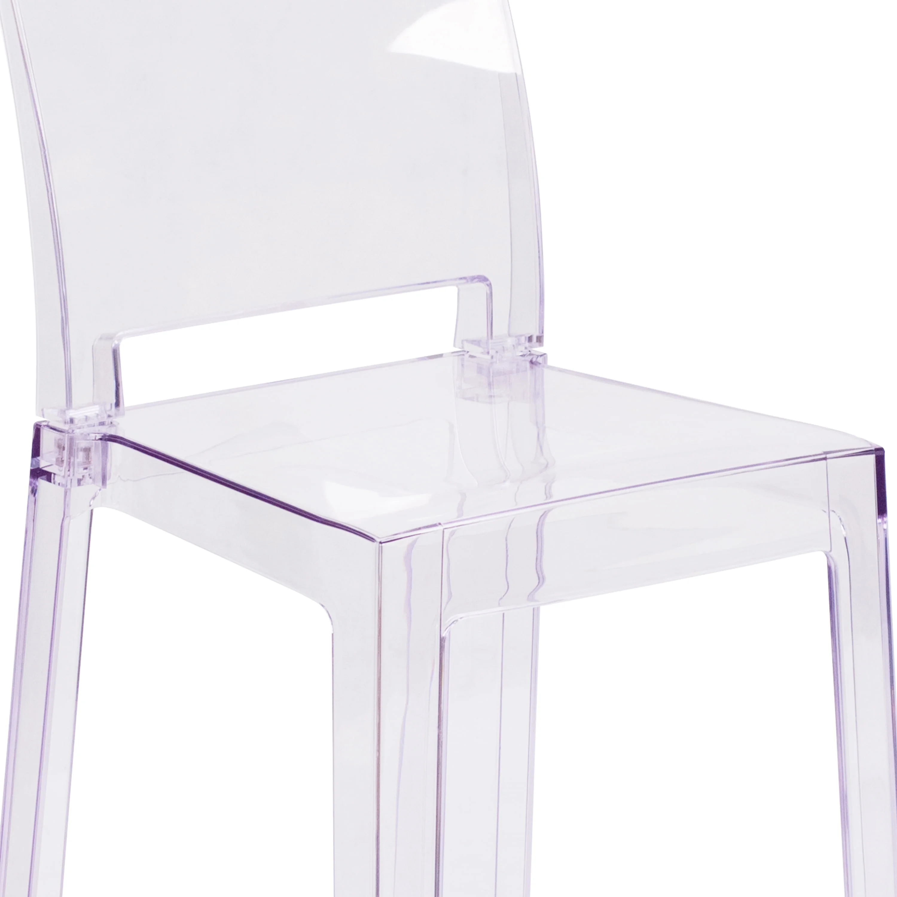 Flash Furniture Ghost Chair with Square Back in Transparent Crystal