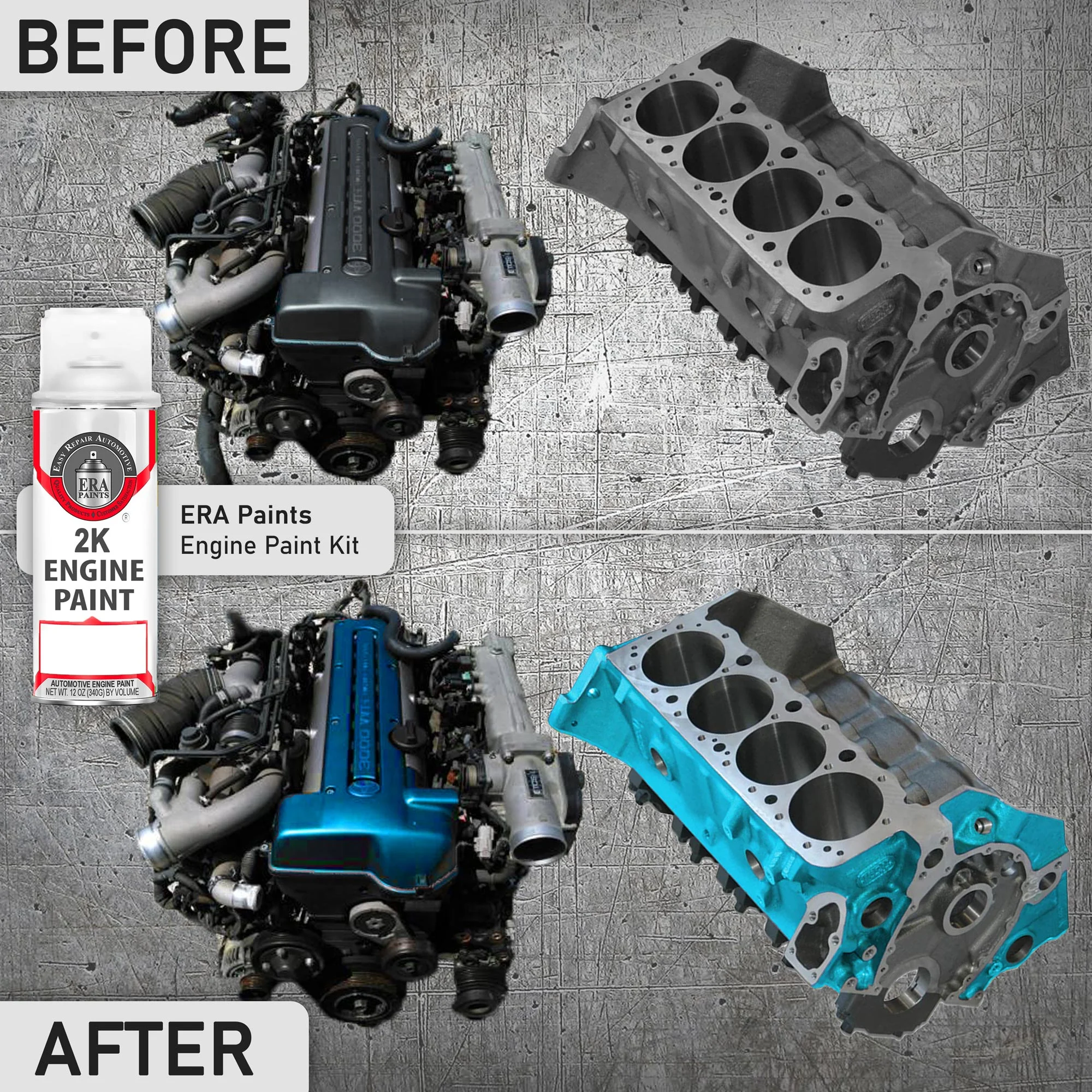 ERA Paints Ford Blue Engine Paint With Omni-Curing Catalyst - 2K Aerosol High Gloss Chemical Resistant and Extremely Durable Against Color Fade and Brake Fluid