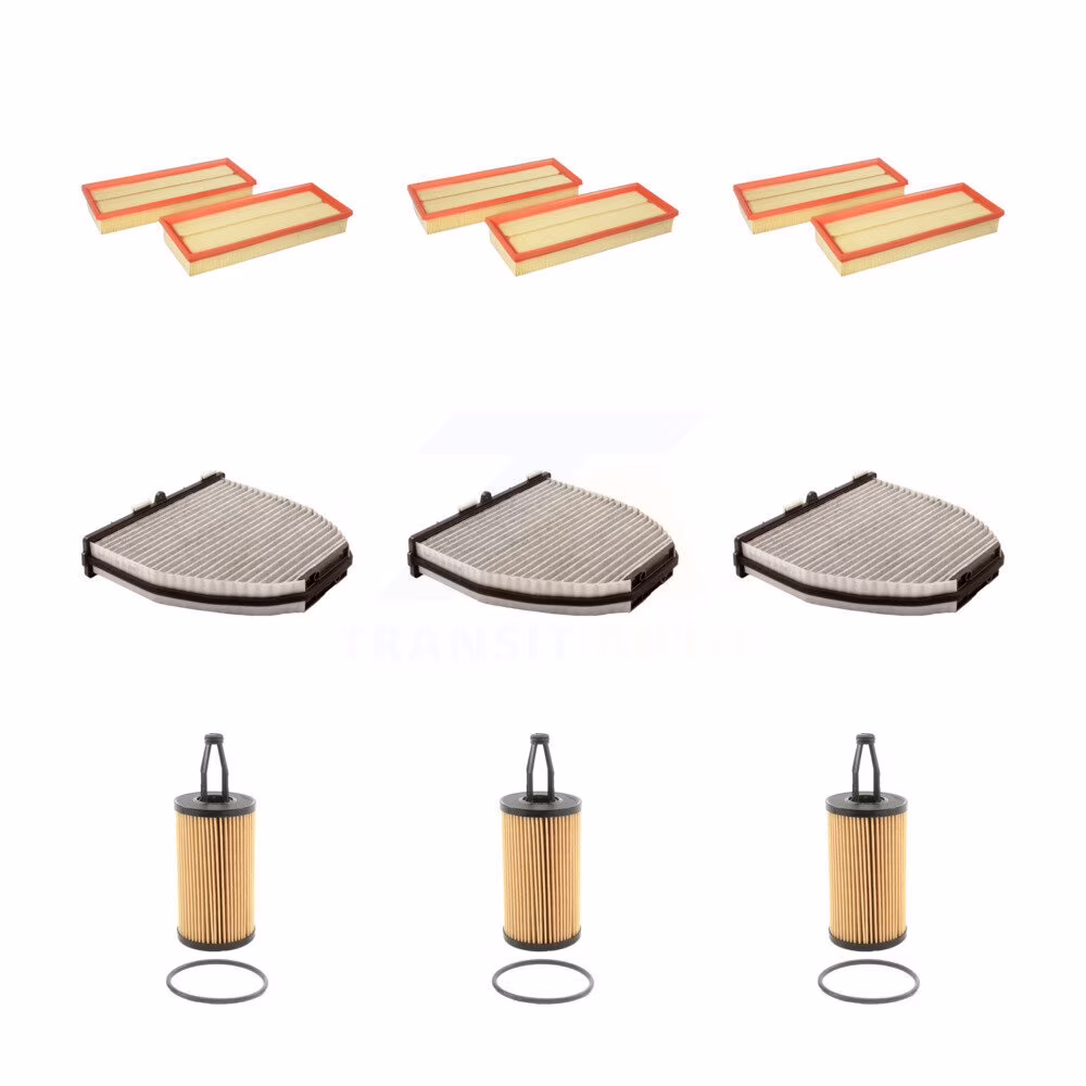 PUR 3x Air + 3x Cabin + 3x Engine Cartridge Oil Filter (9 Total) Kit for Car 2012-2013 Mercedes-Benz C350 KFM-101752