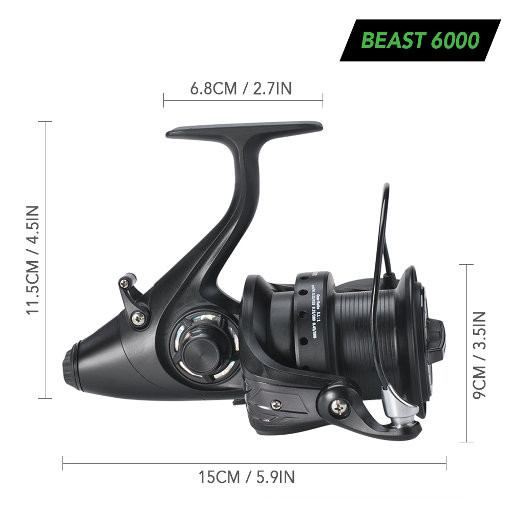 Lizard 12+1 BB Spinning Reel Fishing Reel with Front and Rear Double Drag Carp Fishing Reel Left Right Interchangeable