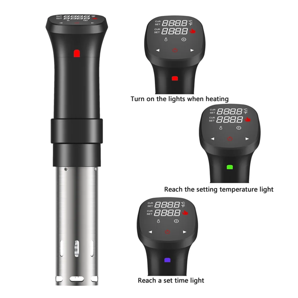 1100W Sous Vide Cooker Waterproof Quiet Cooking Machine With Accurate Temperature Time Control Display Screen Cookbook