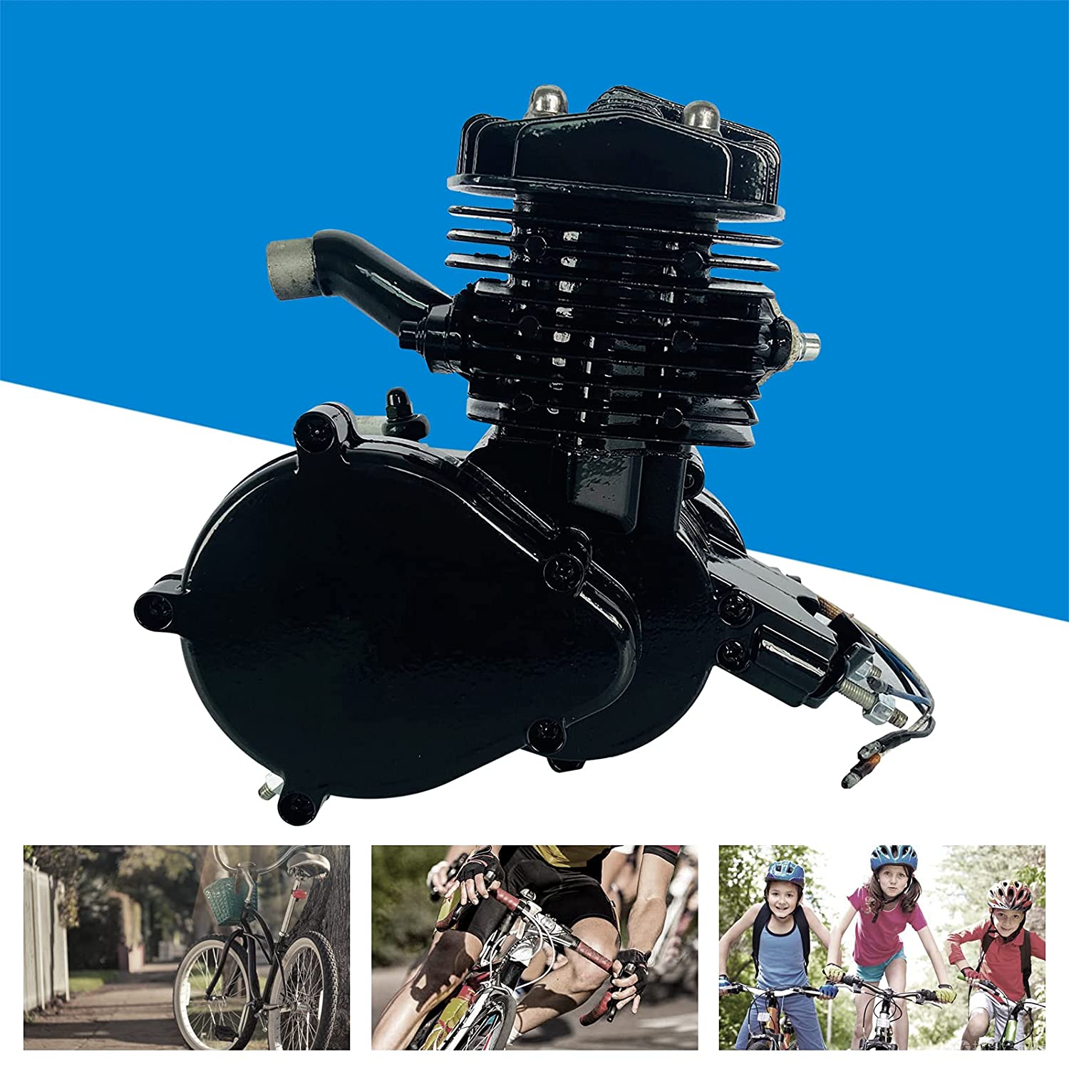 Oukaning 80CC 2-Stroke Bicycle Engine Only Single Cylinder Bike Cycle Petrol Gas Engine Refit