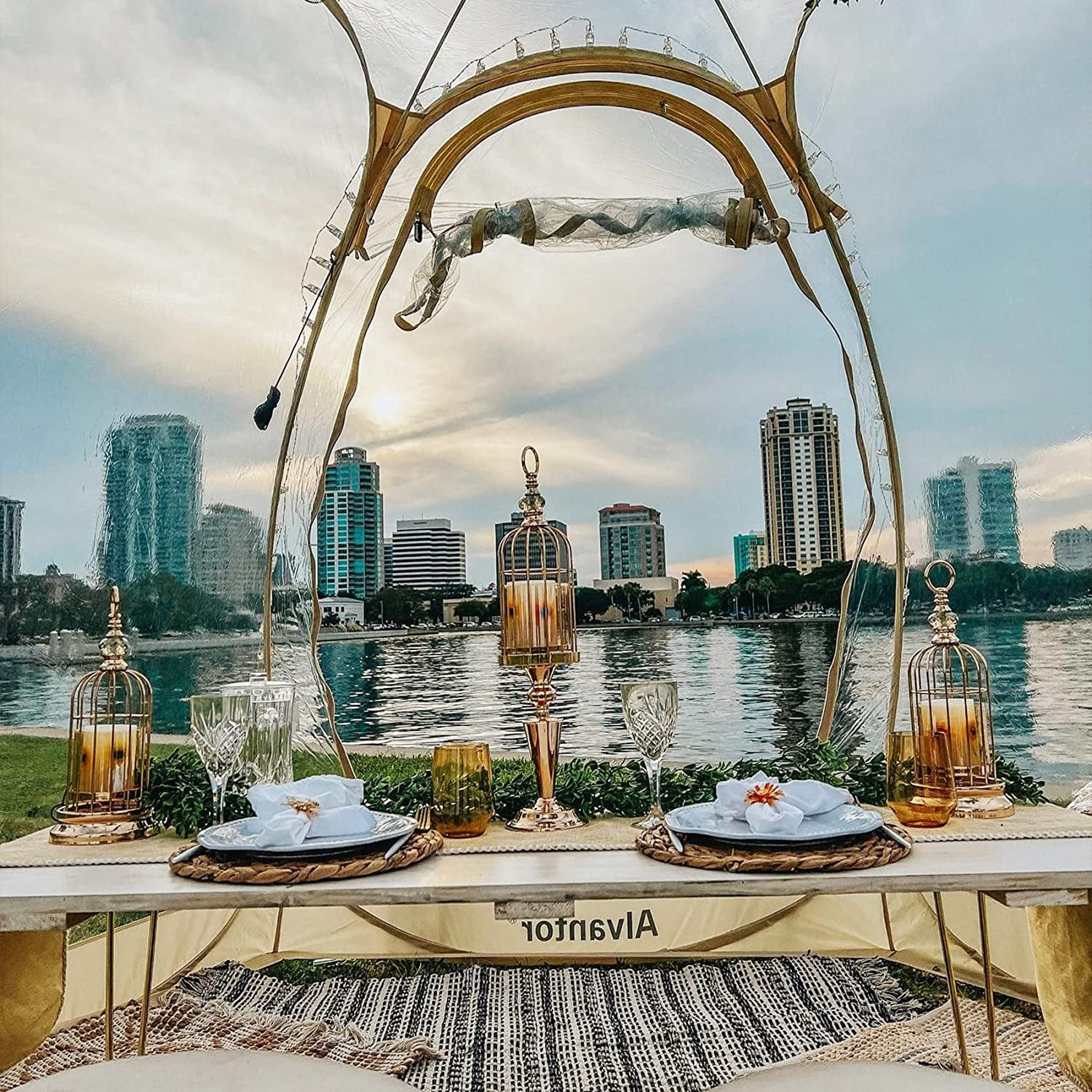 Bubble Tent Pop up Canopy Family Camping Gazebo 12x12 Beige