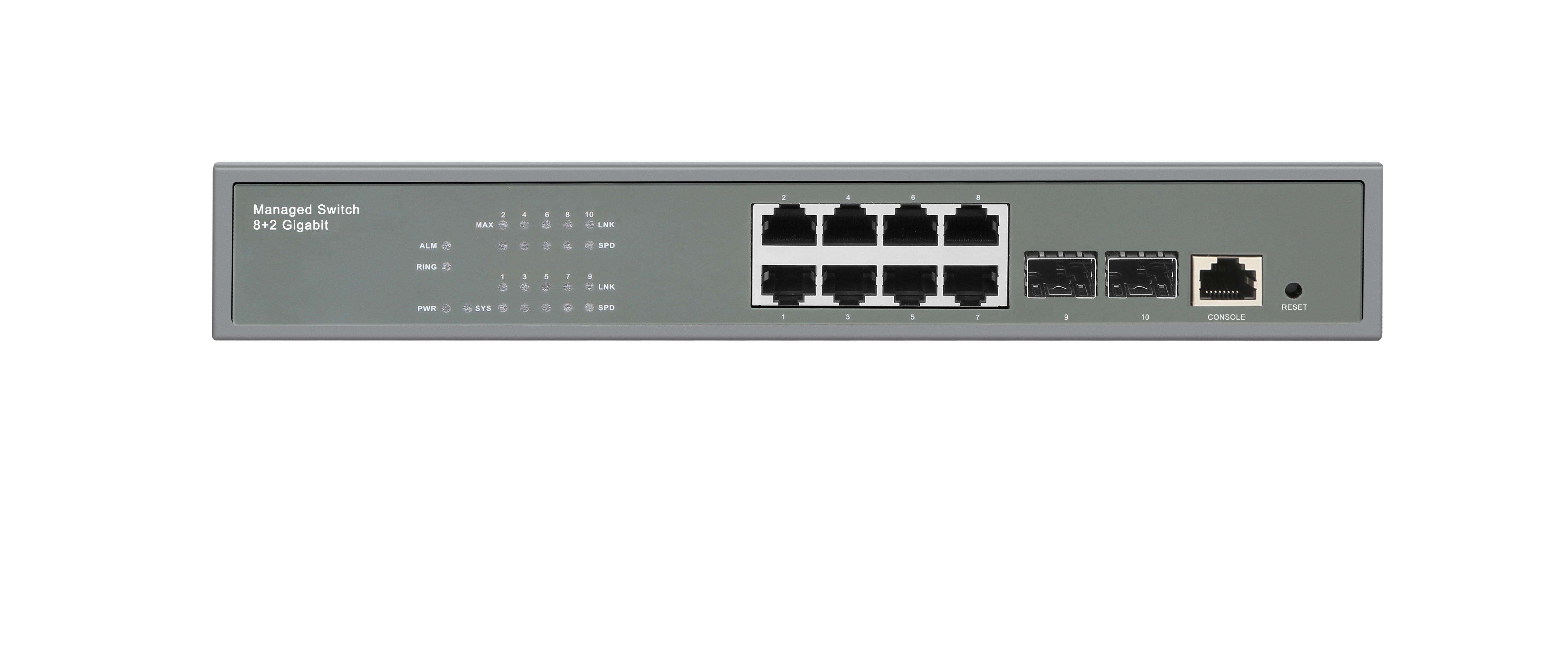 GES-802M - Gigabit managed Ethernet 8+2 SFP combo ports, L2 web/SNMP managed switch