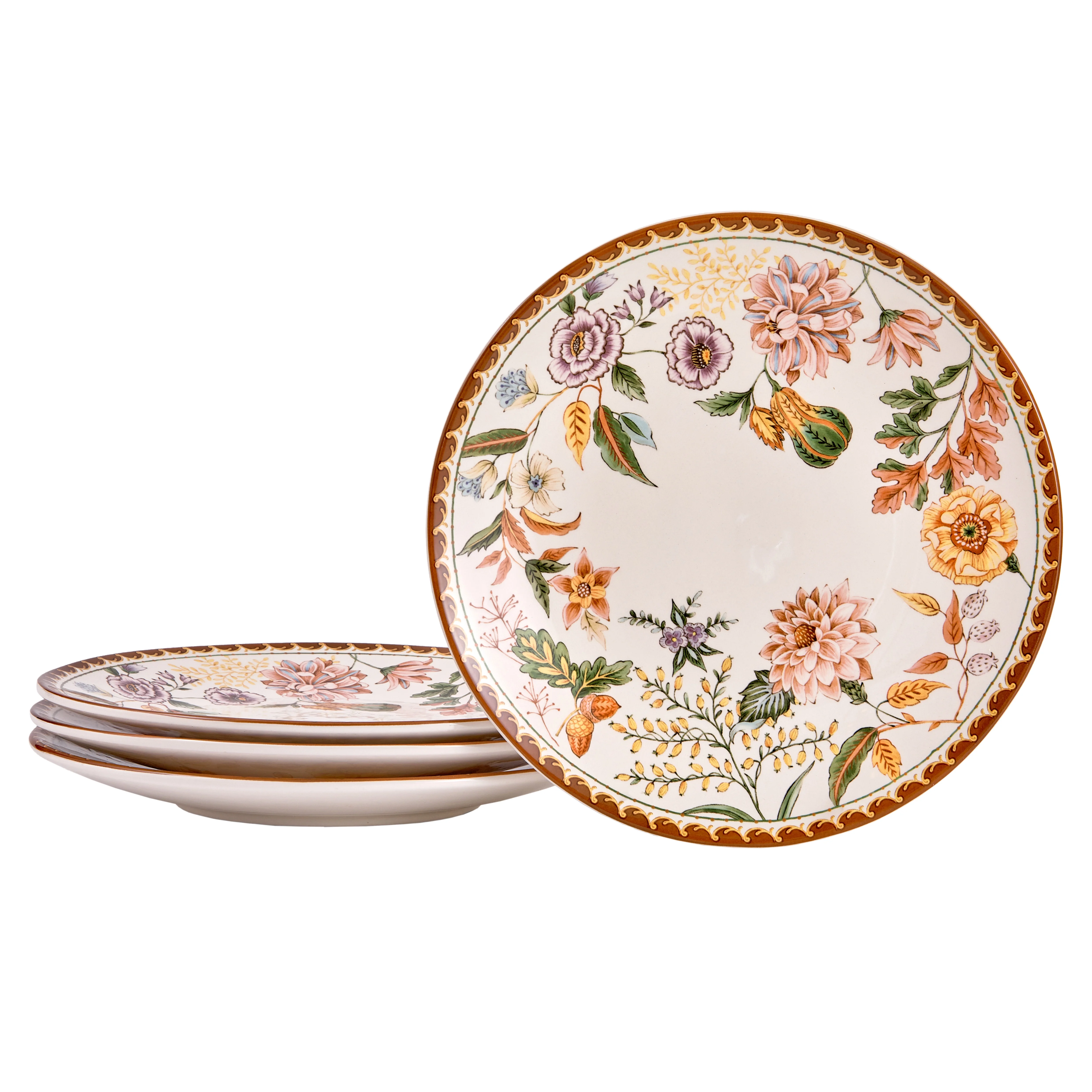 Bico Blooming Moment Ceramic 11 inch Dinner Plates, Set of 4, for Pasta, Salad, Maincourse, Microwave & Dishwasher Safe