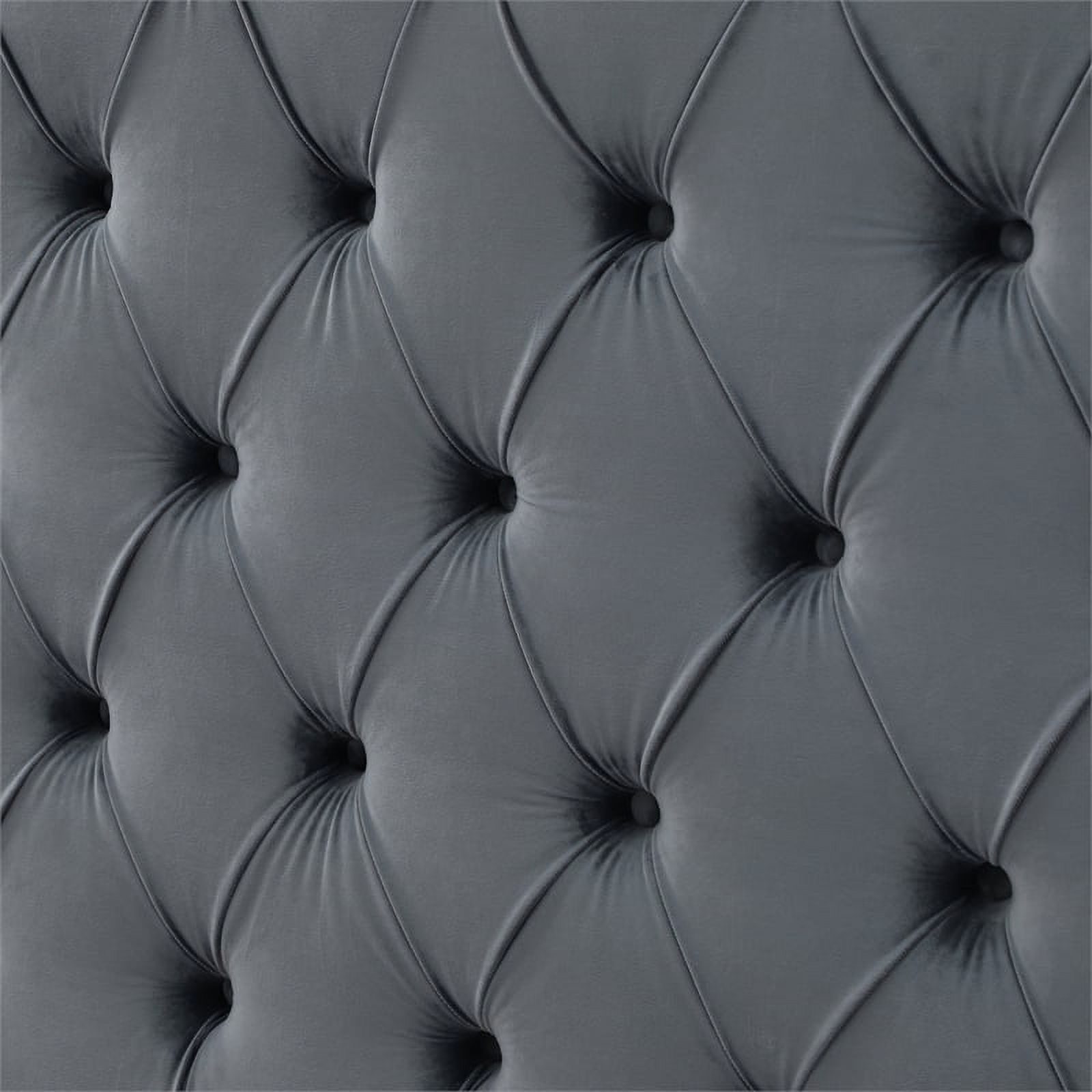 Better Home Products Sophia Velvet King Bed with Silver Metal Frame in Gray