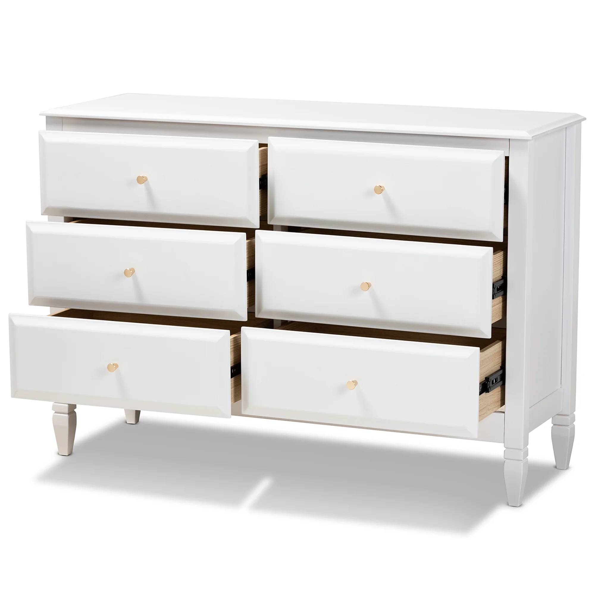 Baxton Studio Naomi Classic and Transitional White Finished Wood 6-Drawer Bedroom Dresser