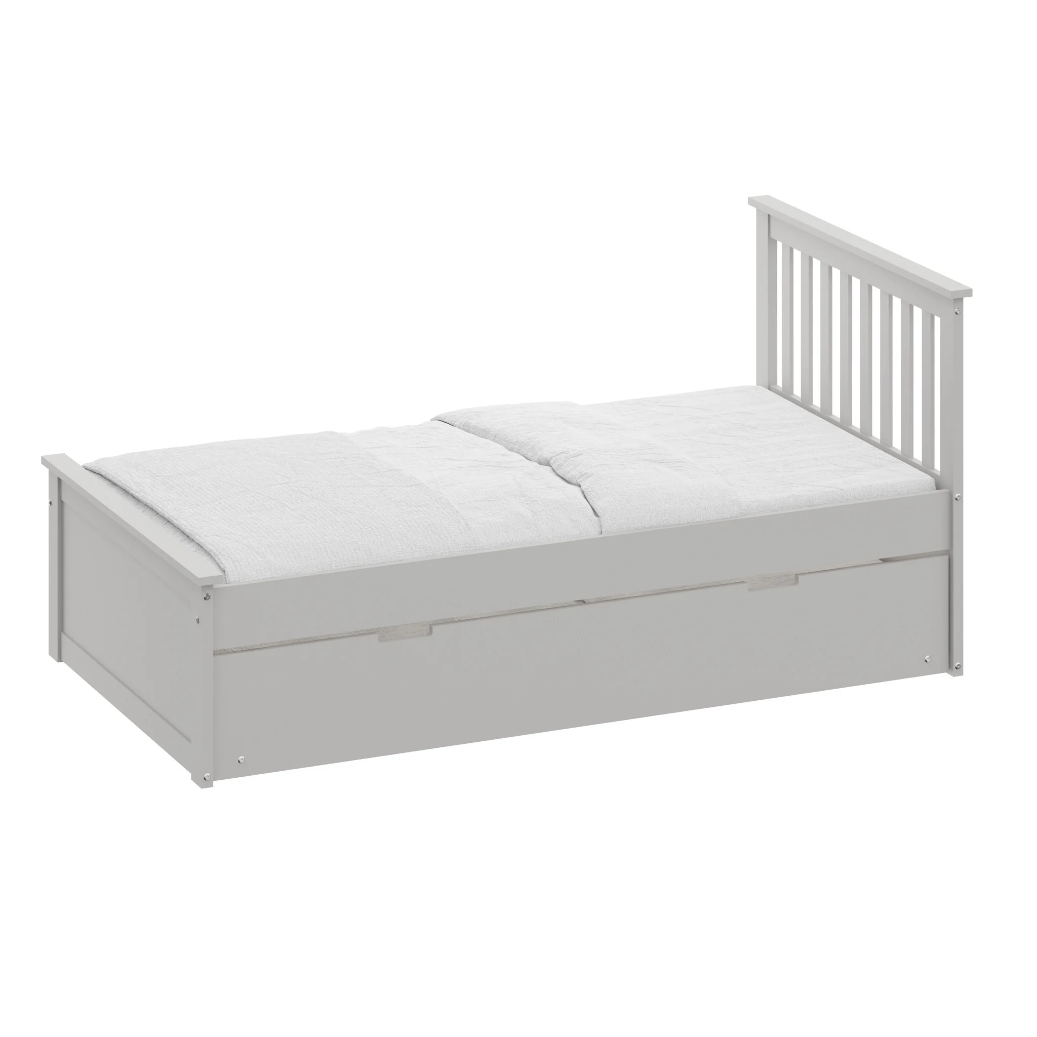 HomeRoots 510875 36.75 x 78.18 x 42.75 in. Gray Solid Wood Twin Size Bed with Pull Out Trundle