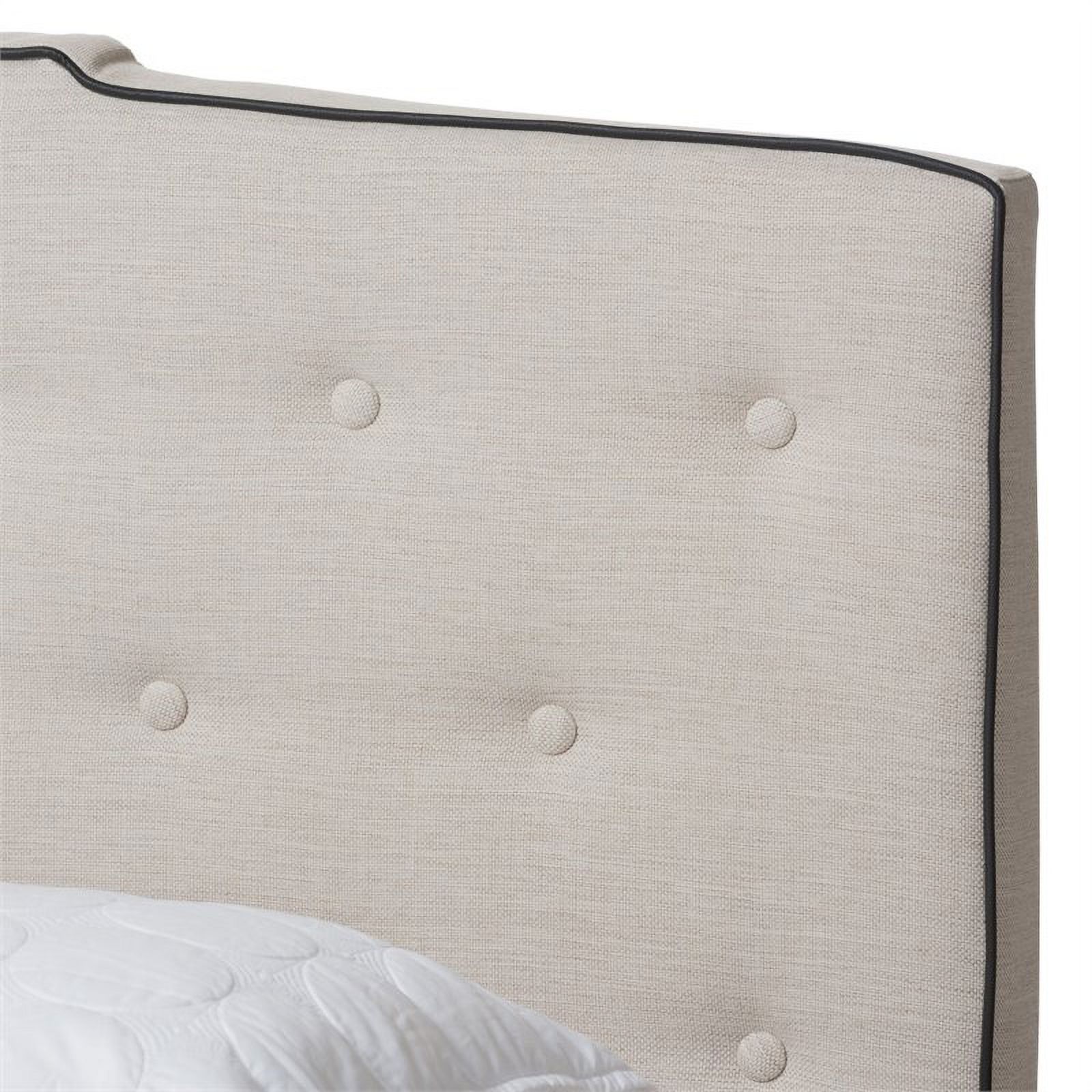 Bowery Hill Fabric Tufted King Bed in Light Beige