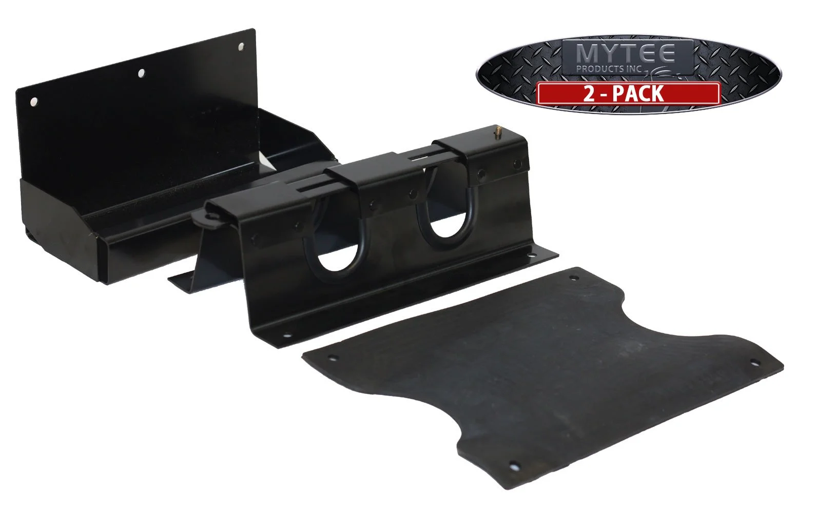 Double Holder for Cargo Load Bar Rod - Bolt-on to Truck Load Lock Bar Holder for Semi Truck & Semi Trailers - 2 Parts: Top Restraint with Rubber Pad + Bottom Foot Protector (Pack of 2)