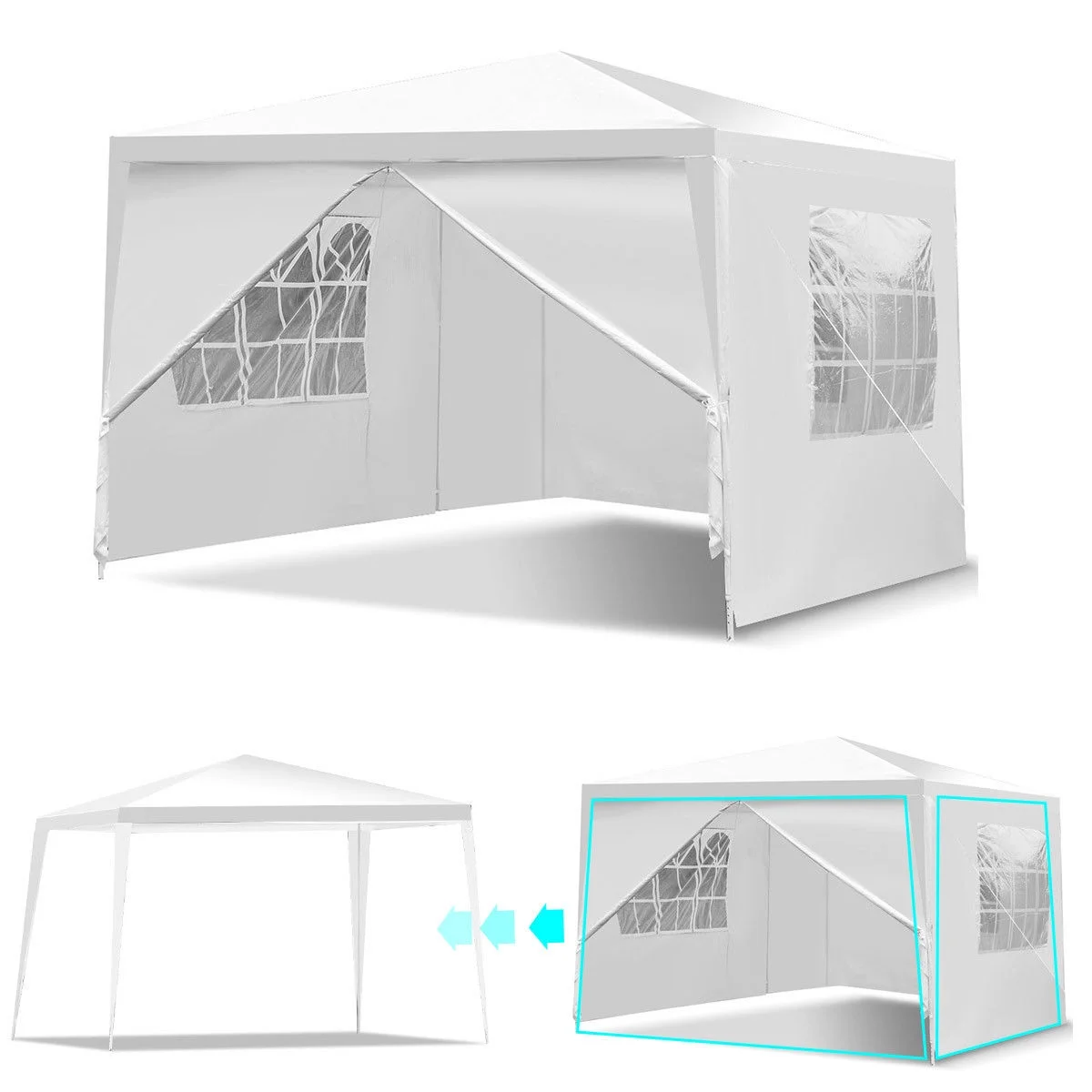 Zimtown 10'x 10' Patio Party Tent Wedding Canopy w/4 Heavy Outdoor Upgrade Section