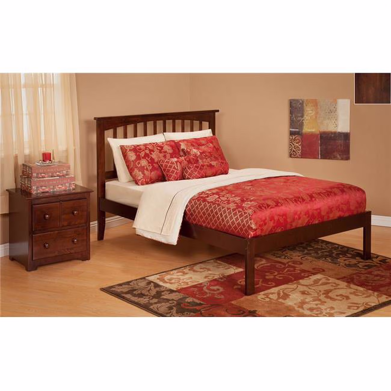 Mission Full Bed with Open Foot Rail in an Antique Walnut Finish