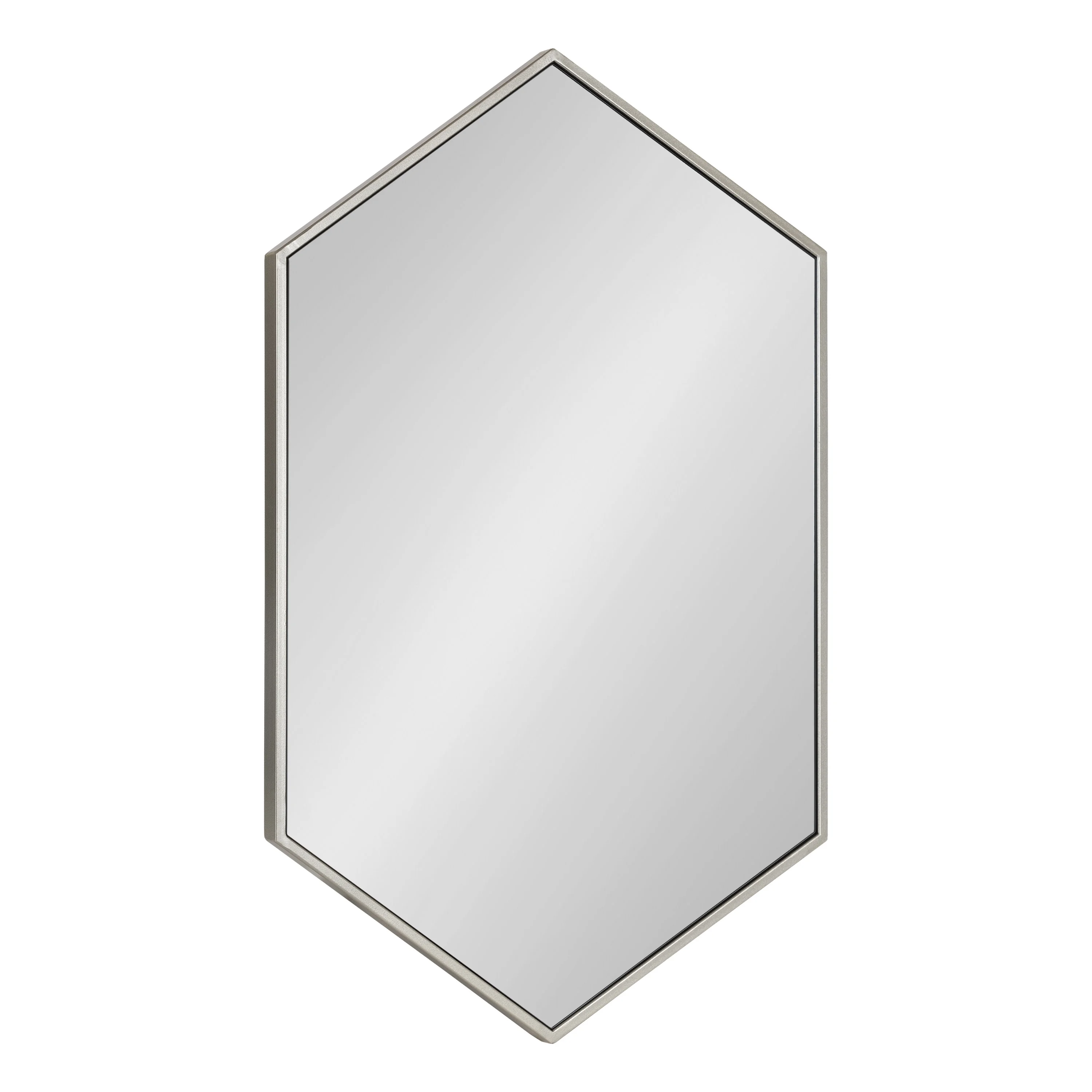 Kate and Laurel McNeer Modern Wall Mirror, 31 x 22, Silver, Geometric Hexagon Mirror for Wall