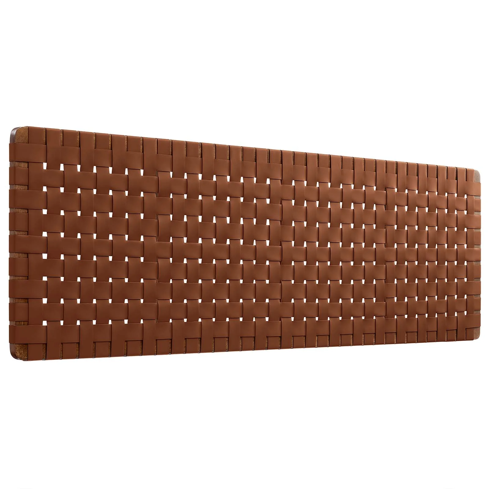 Modway Sparta Weave Wall-Mount King Vegan Leather Headboard in Walnut Brown