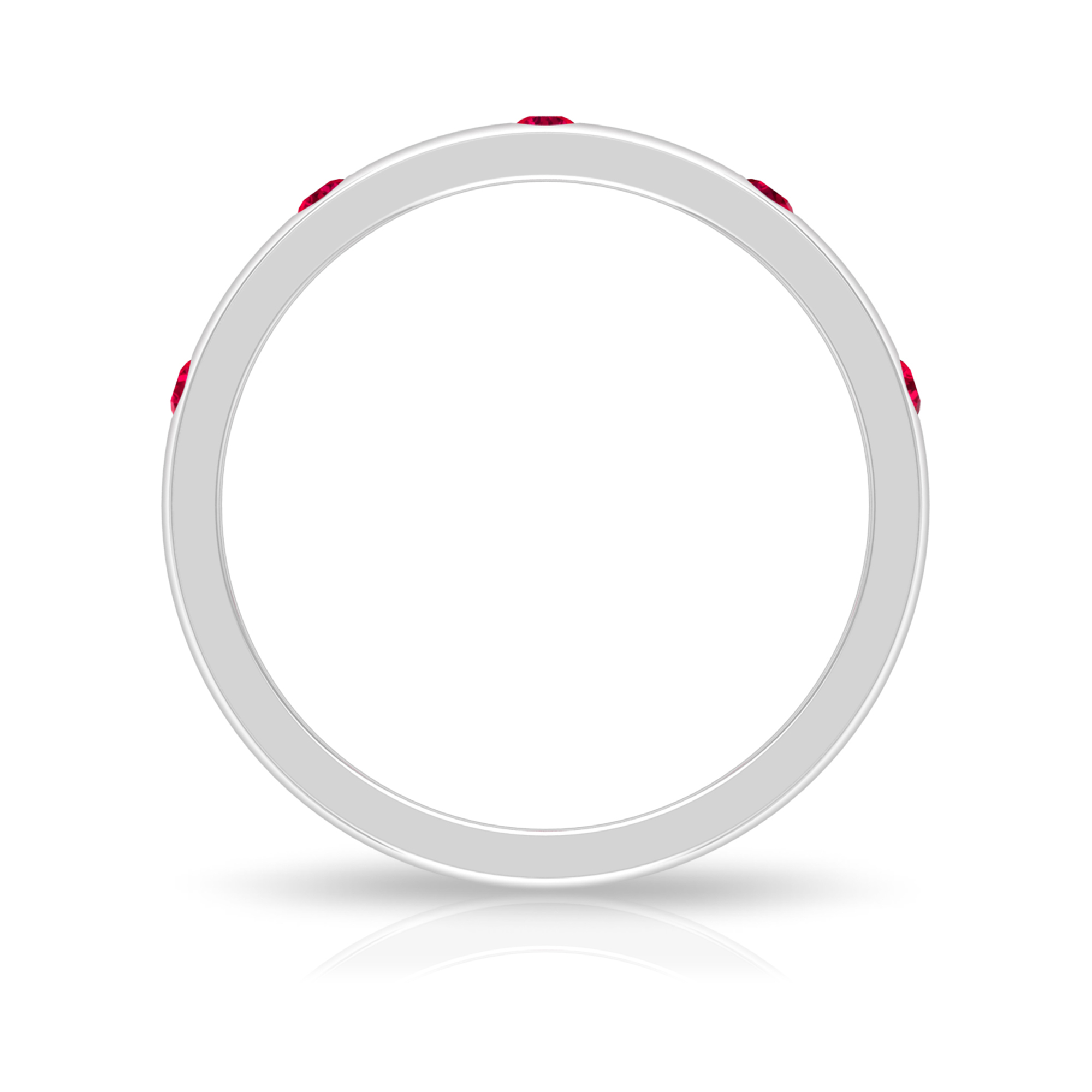 Elegant Ruby Stackable Band Ring in Gypsy Setting, 925 Sterling Silver, US 4.00