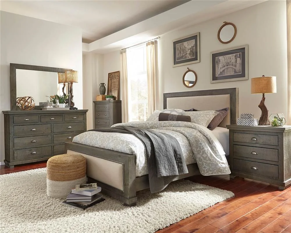 Progressive Furniture P600-23-50 Bedroom Drawer Dresser & Mirror, Distressed Dark Grey