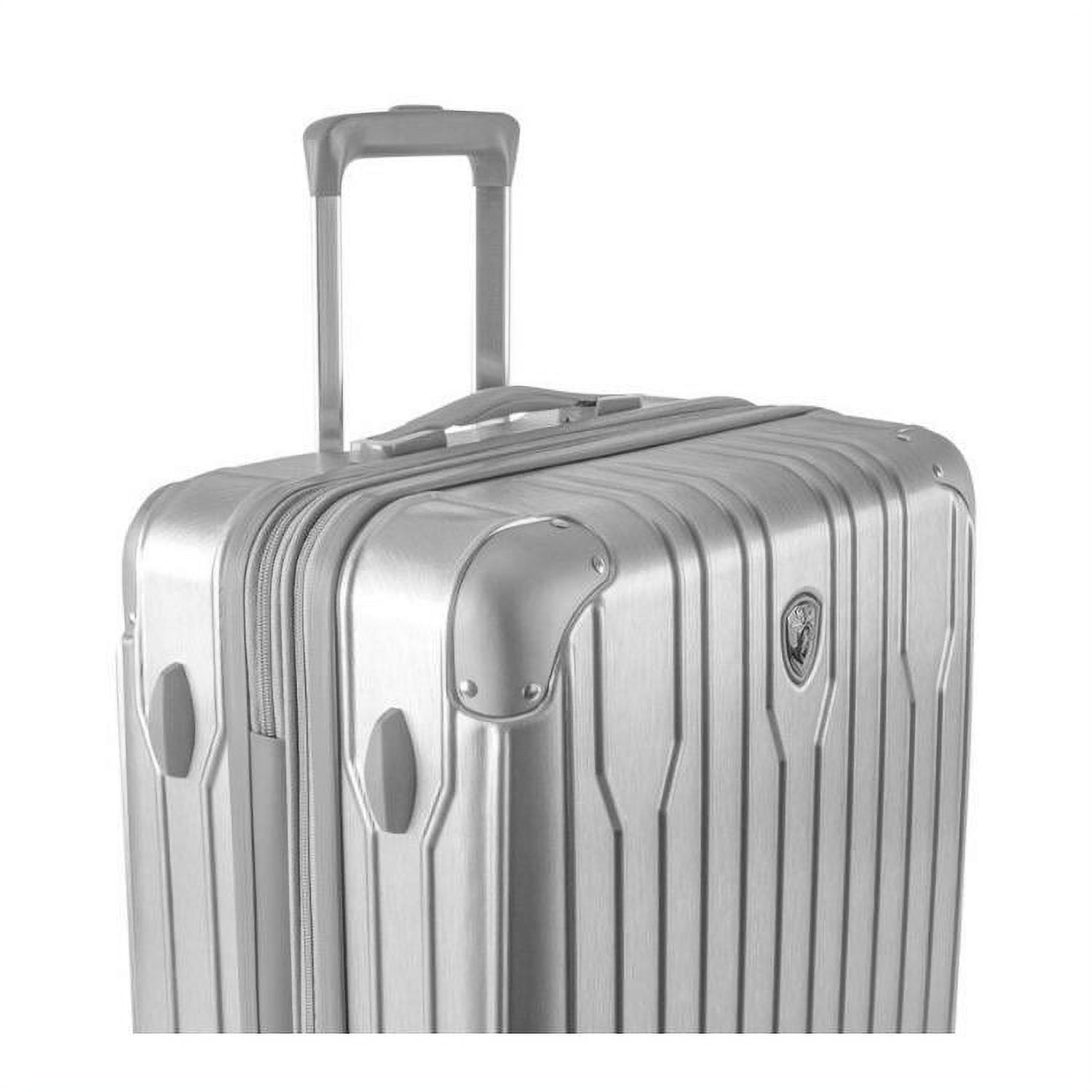 Heys Xtrak 21-Inch Lightweight, TSA Combination Lock, Expandable, Telescopic Handle System Carry-On Luggage with Spinner Wheels Silver