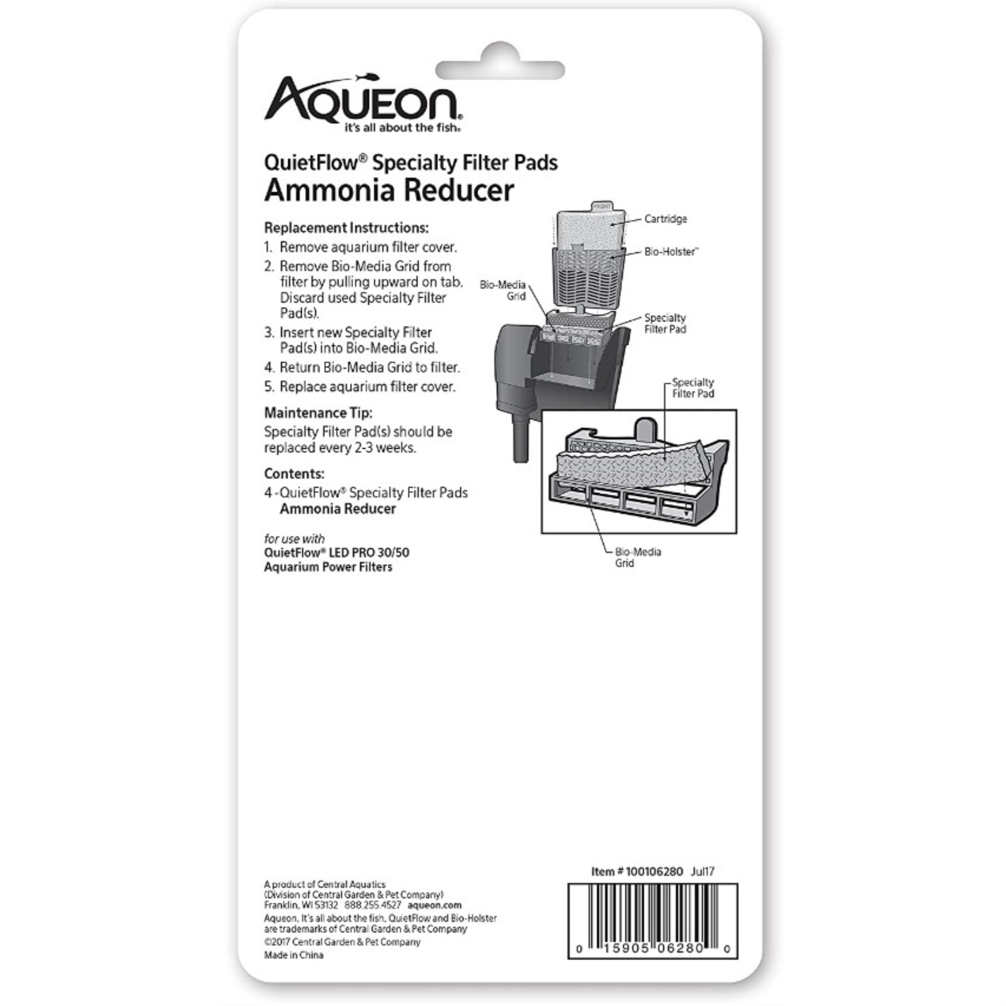 Aqueon Ammonia Reducer for QuietFlow LED Pro Power Filter 30/50