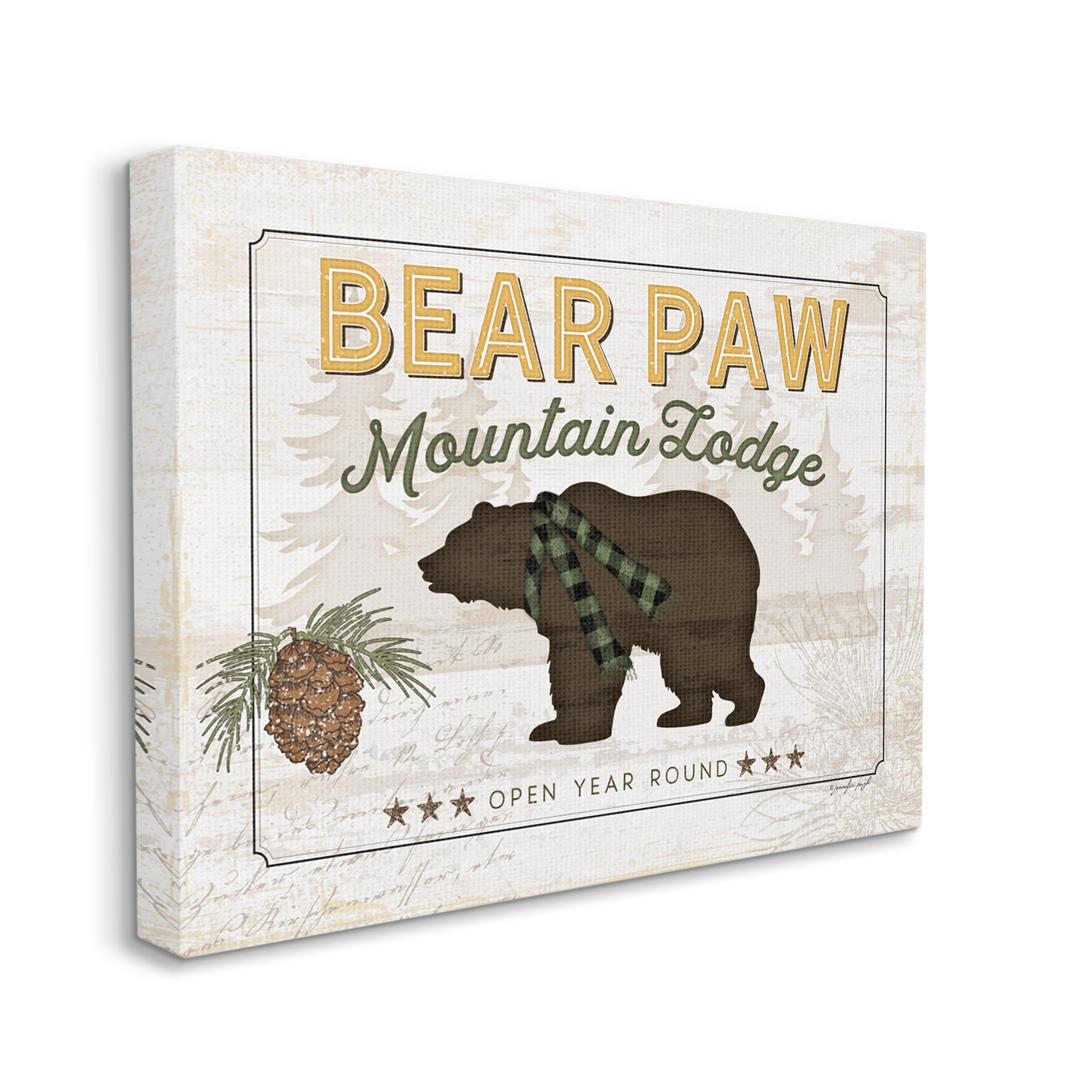 Stupell Bear Paw Mountain Lodge Cabin Animals & Insects Painting Gallery Wrapped Canvas Print Wall Art