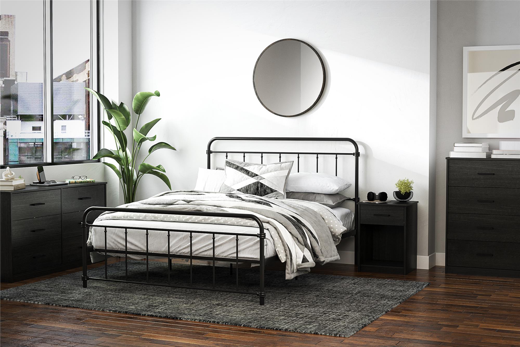 Ameriwood Home Edgewater 4 Drawer Dresser, Black Oak