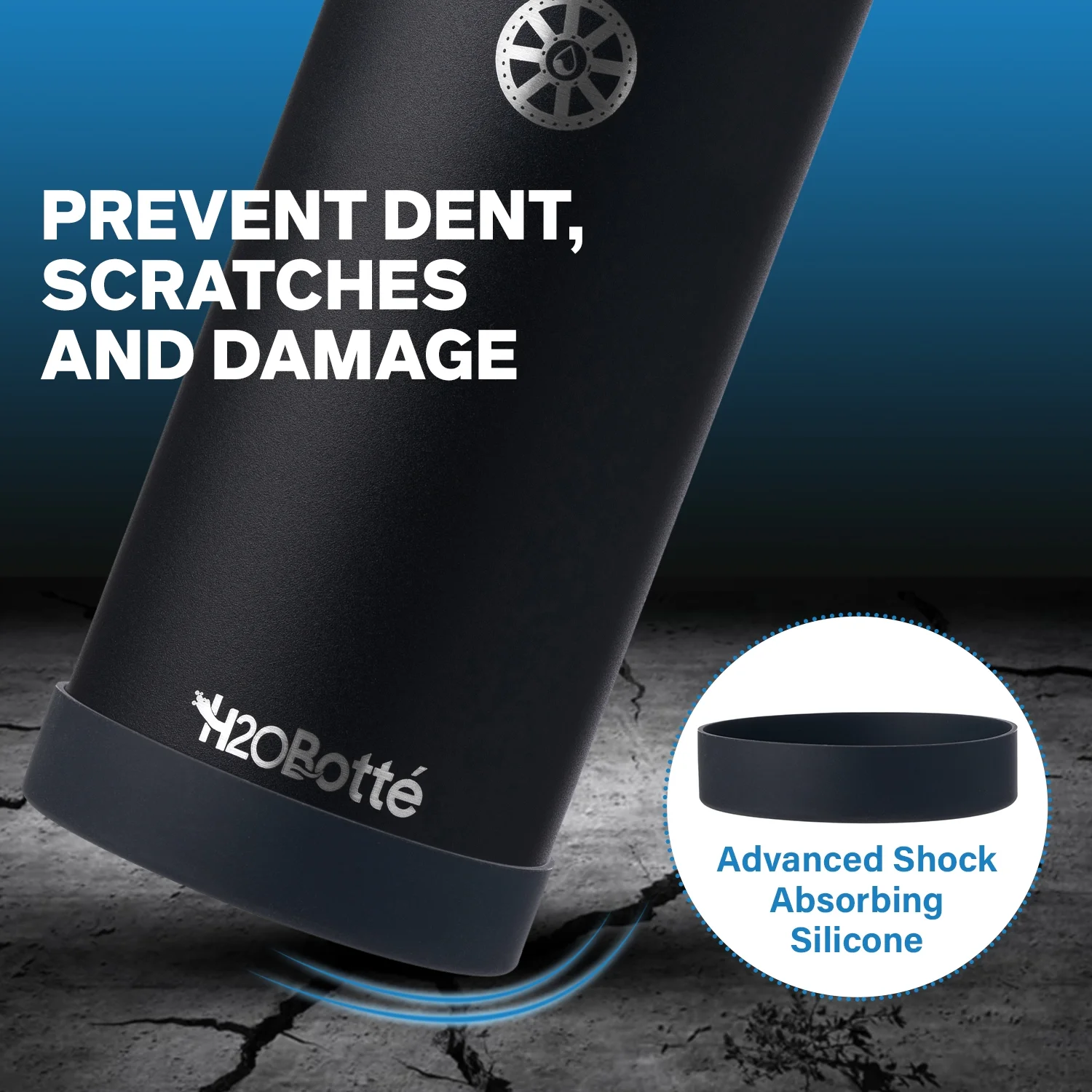 H2OBotté Stainless Steel Vacuum Insulated Water Bottle  – Triple-Walled Functional Water Bottle Design – Pro-Grade Leak Proof Stainless Steel Travel Flask – 24 Hours Cold 12 Hours  (22oz, Deep Ocean)