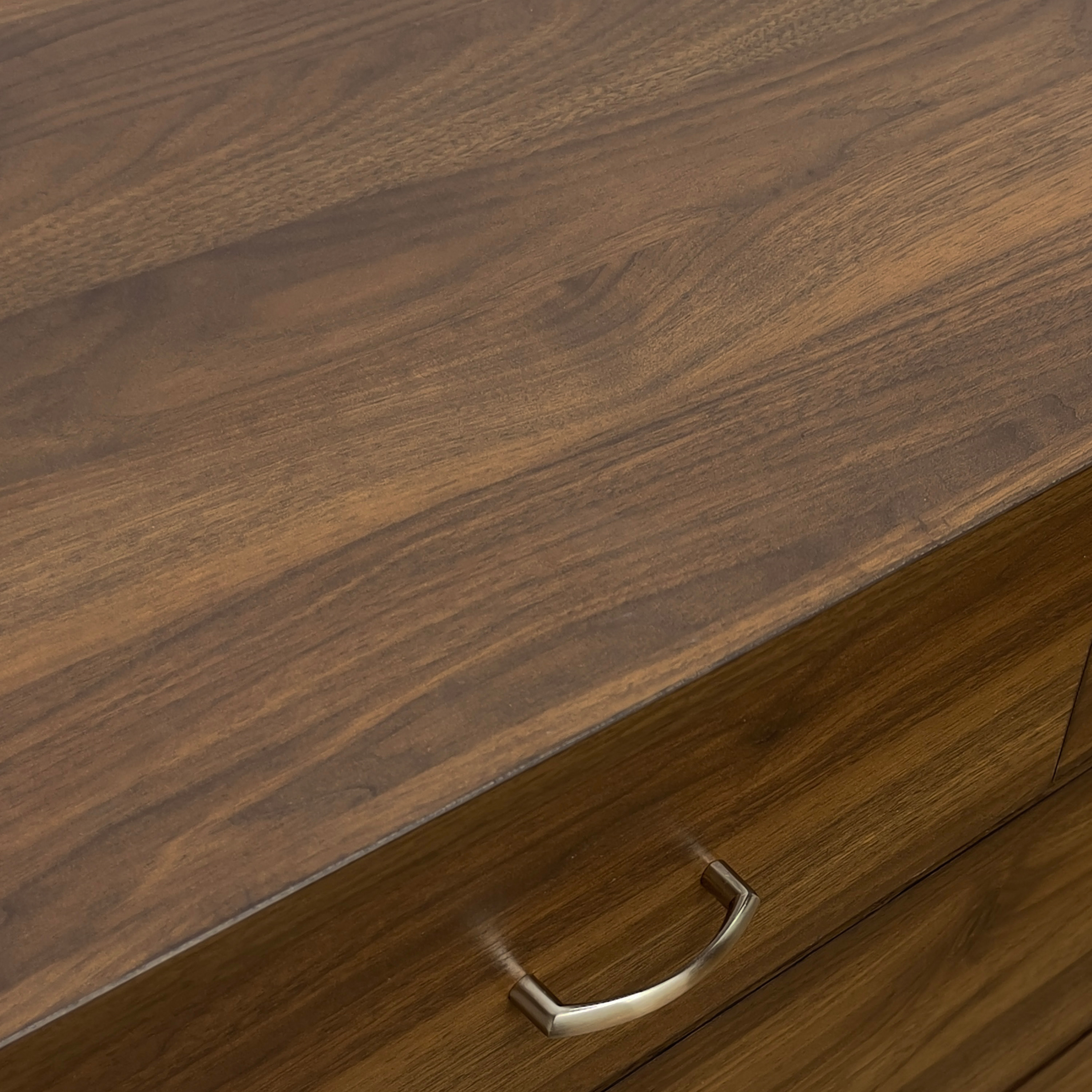 GDF Studio Wilbur Mid Century Wooden 3 Piece 5 Drawer Dresser and Nightstand Bedroom Set, Columbia Walnut