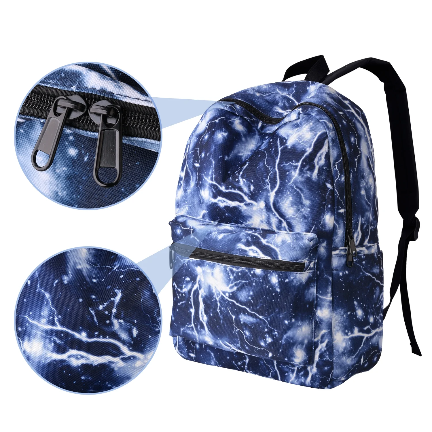 Lightning Print Canvas School Travel Laptop Backpack Rucksack Daypack Bags (Blue)