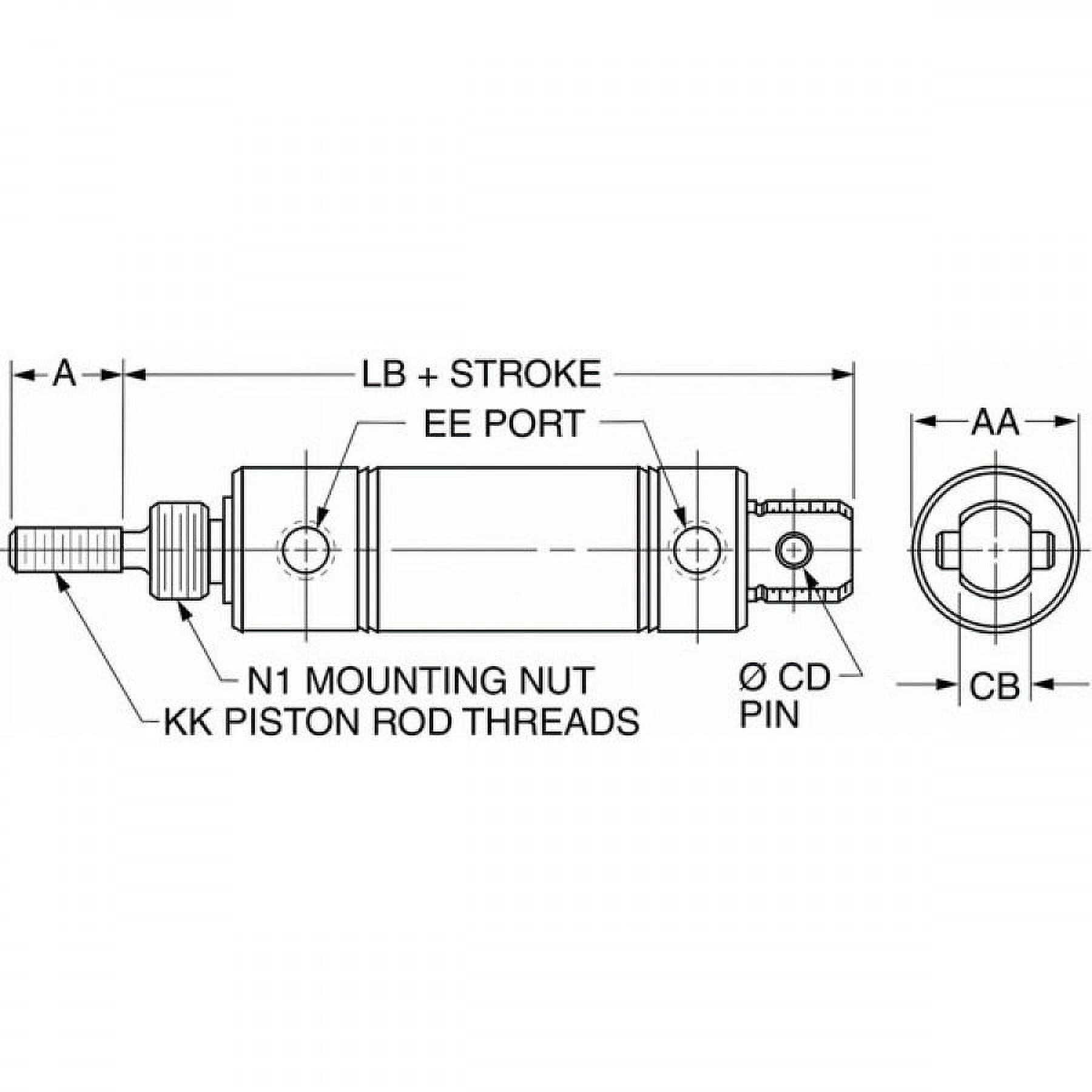 Speedaire Round Air Cylin,1-1/16InBore,1InStroke 5ZEE3