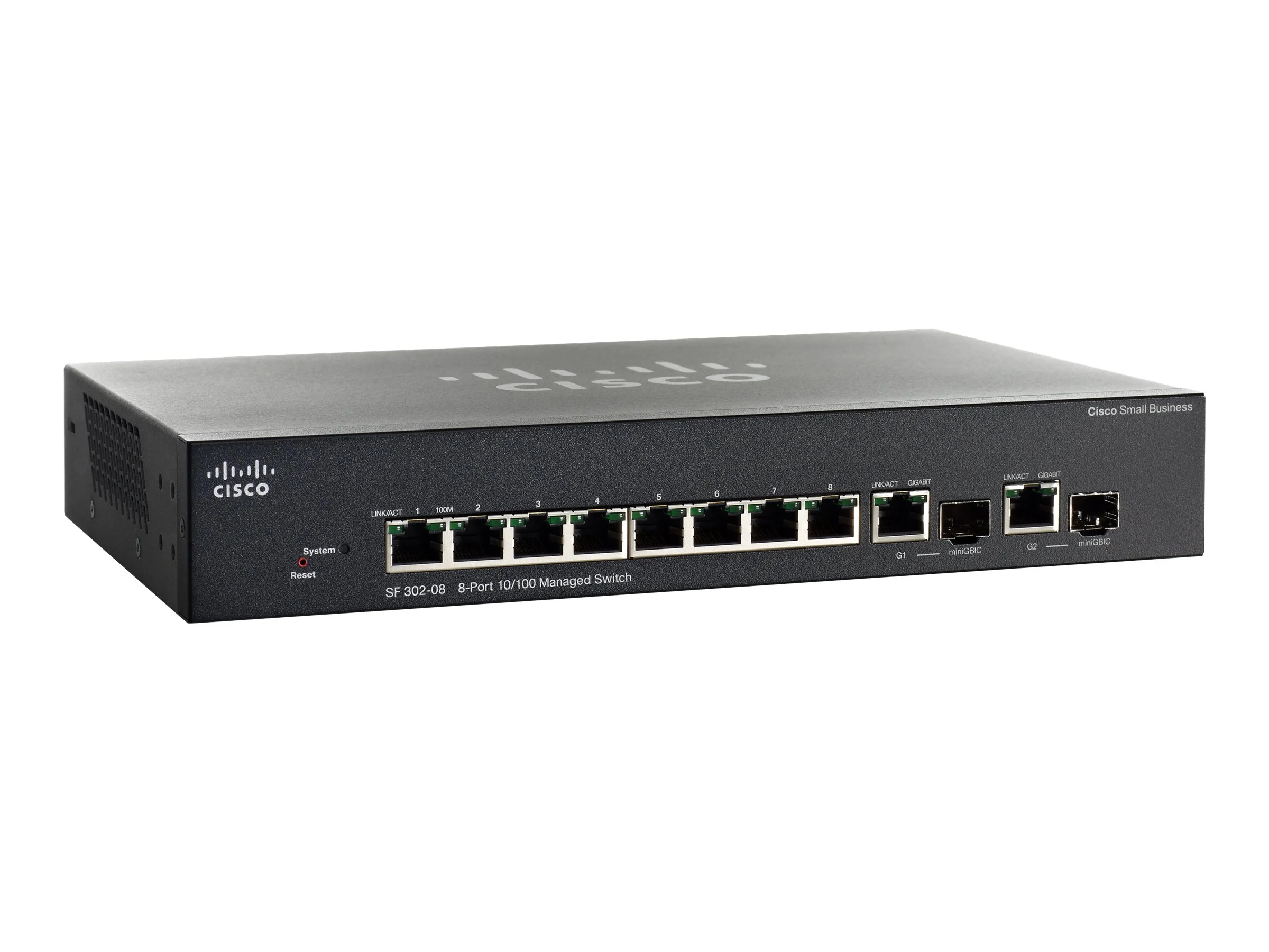 Cisco Small Business SF302-08 - Switch - L3 - managed - 8 x 10/100 + 2 x combo Gigabit SFP - desktop