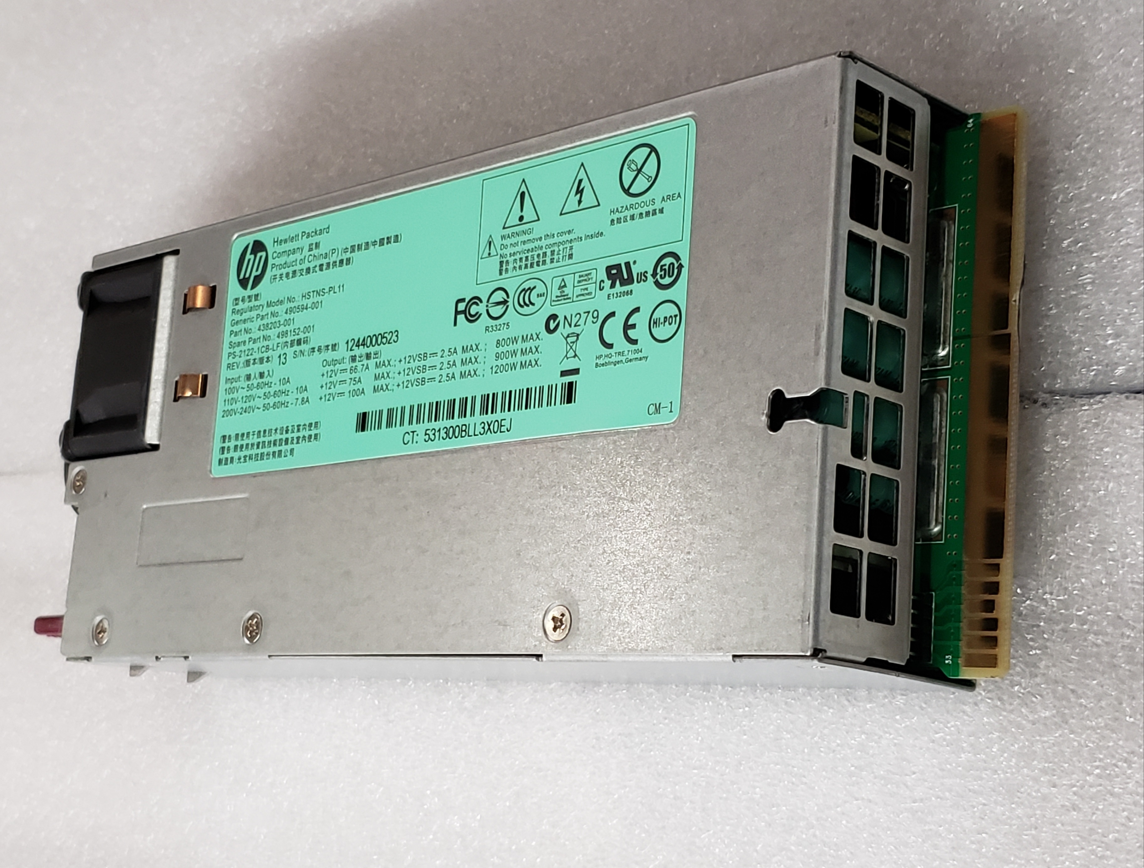 HP 1200W Power Supply Server 490594-001 438203-001 498152-001 HSTNS-PL11 ( NEW PULL )