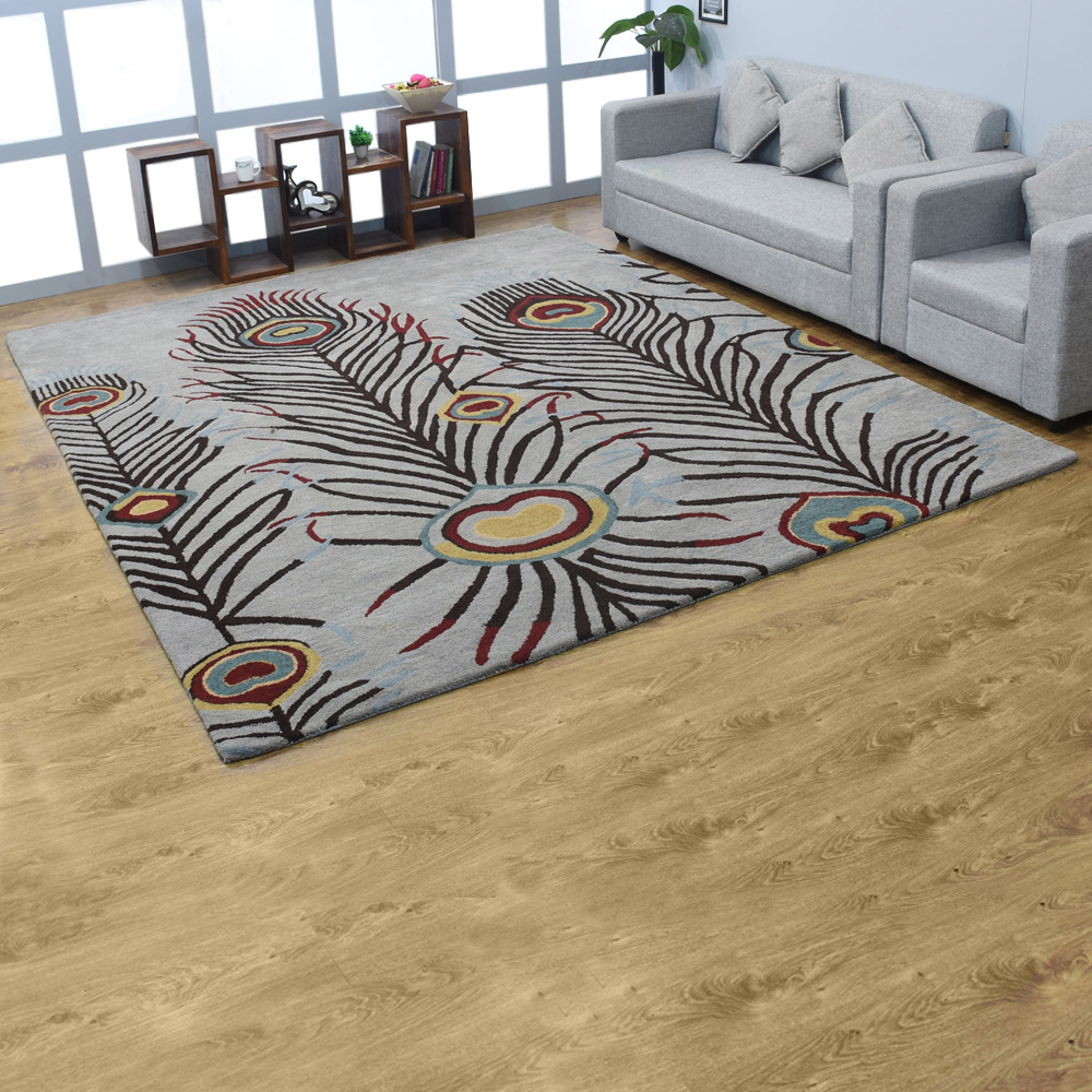 Rugsotic Carpets Hand Tufted Wool 8'x10' Area Rug Contemporary Silver K09342