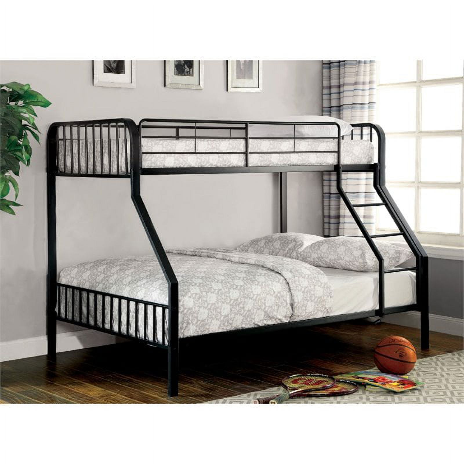 Furniture of America Ciera Metal Twin over Full Slatted Bunk Bed in Black