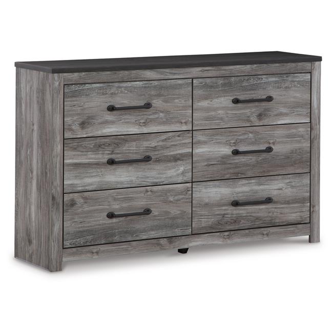 59 in. 6-Drawers Wide Dresser with Metal Bar Handles, Distressed Gray