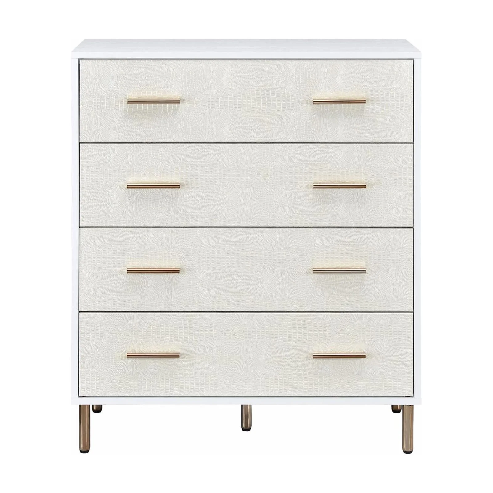 ACME Myles 4-Drawer Chest in White and Champagne