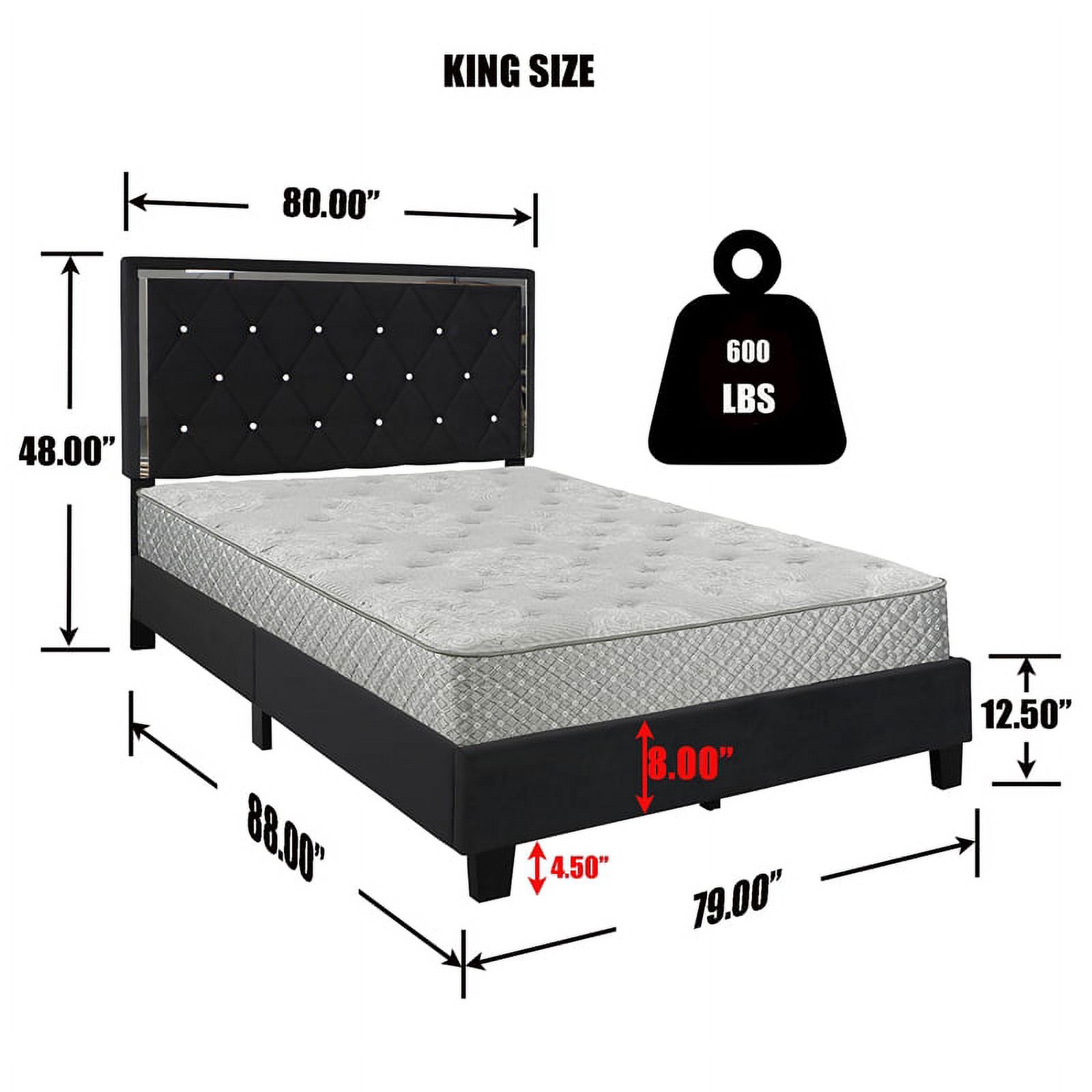 Maklaine Velvet Upholstered King Platform Bed in Black Finish