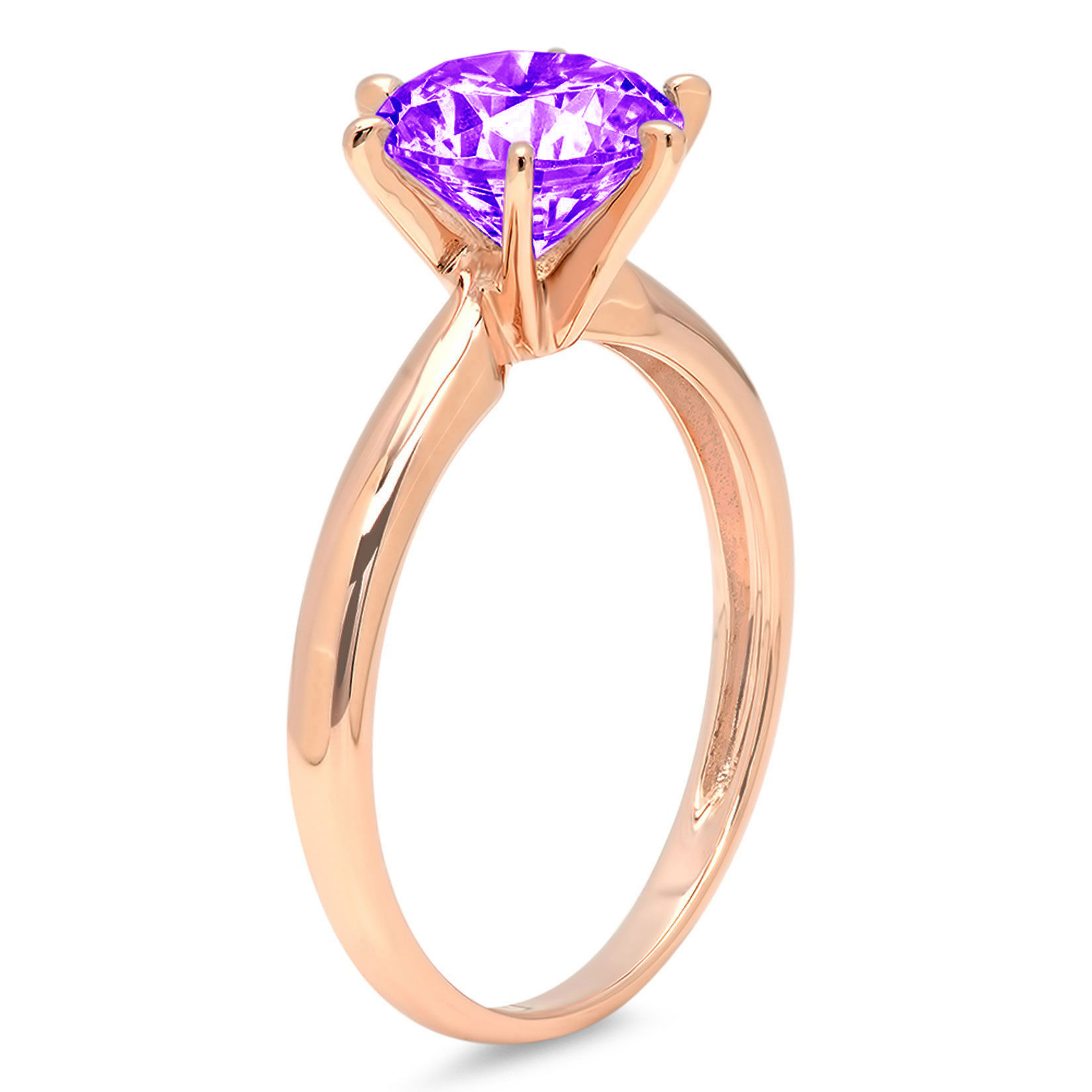 0.5 ct Brilliant Round Cut Clear Simulated Diamond 18K Rose Gold Solitaire Ring SZ 6.75