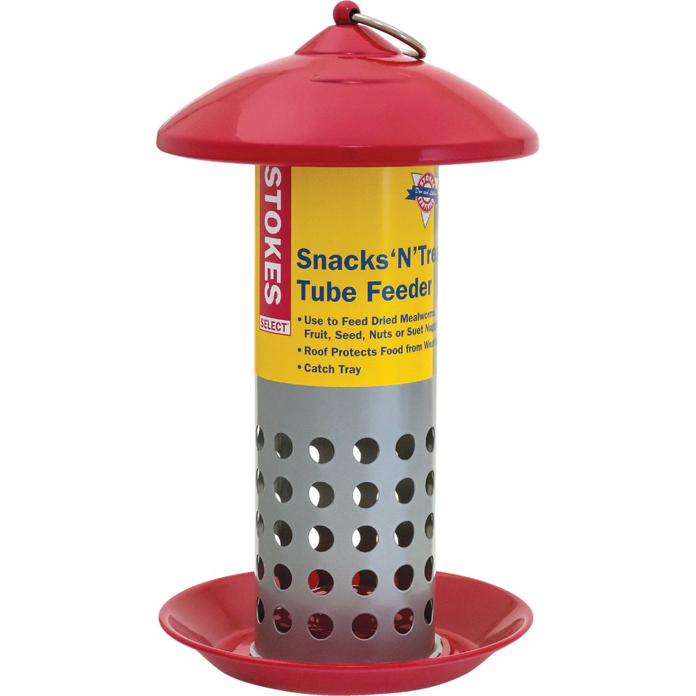 1 PK, Stokes Select 38281-Stokes Select Snacks 'N Treats Red Metal 1 Lb. Capacity Tube Bird Feeder