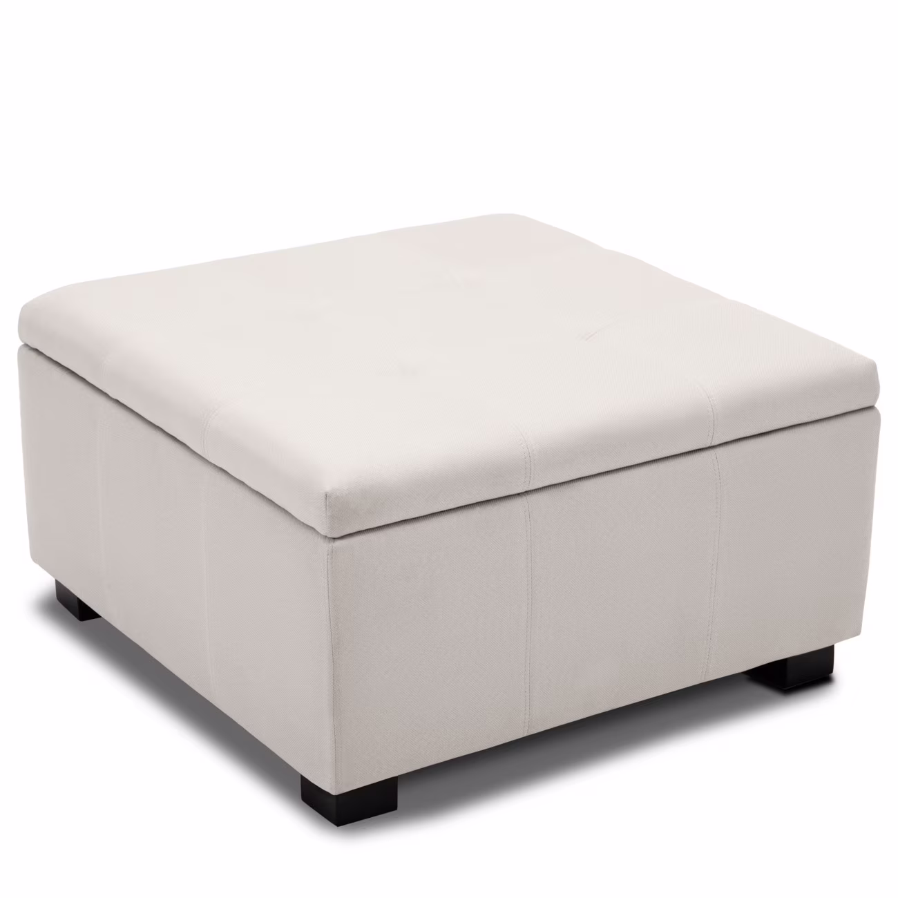 BELLEZE Vintage Style Storage Tufted Ottoman Foot Bench Squared Indoor Bedroom Living Room, White