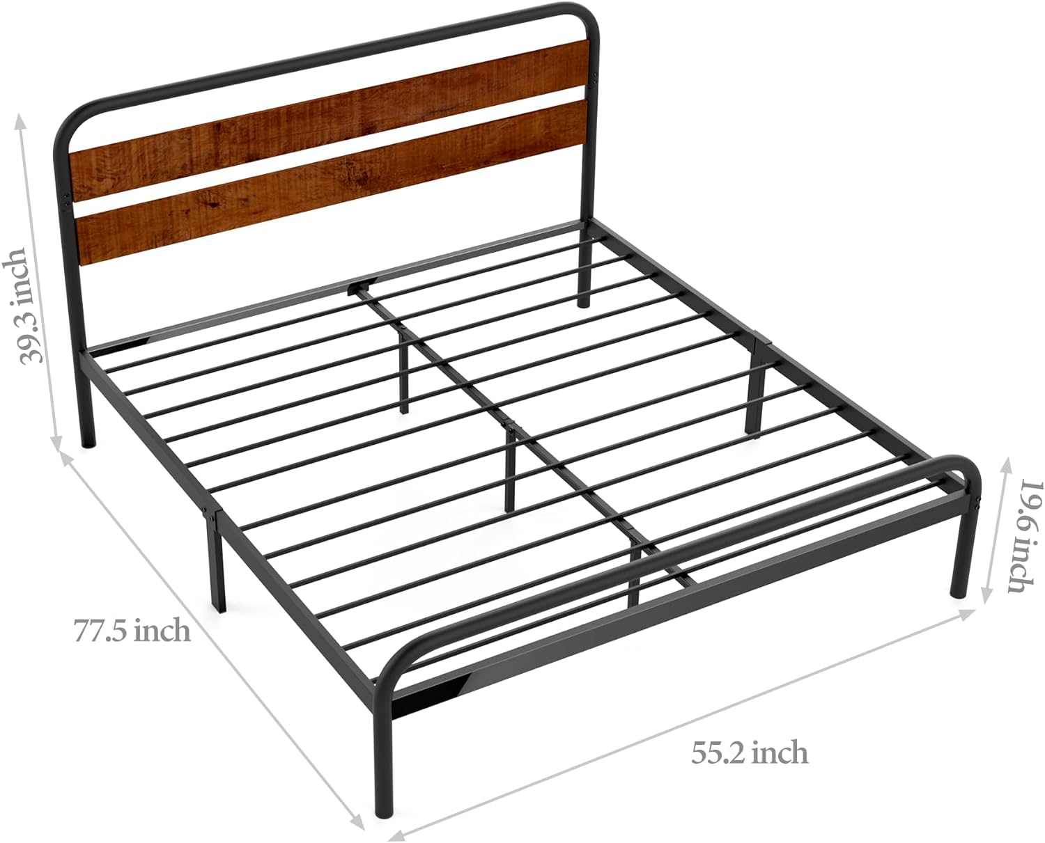 WhizMax Bed Frame with Headboard, Metal Bed Frame with Under Bed Storage, All-Metal Support System, No Box Spring Needed, Easy Assembly, Noise Free Design, Dark Brown