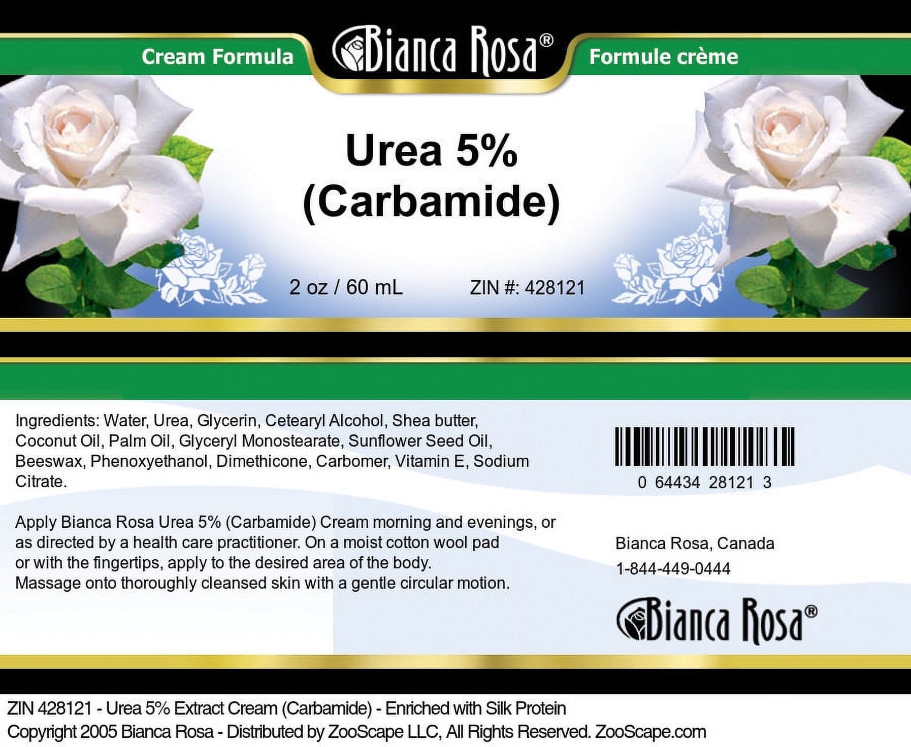 Bianca Rosa Urea 5% Hand and Body Cream (Carbamide) - Enriched with Silk Protein, (2 oz, 3-Pack, Zin: 428121)