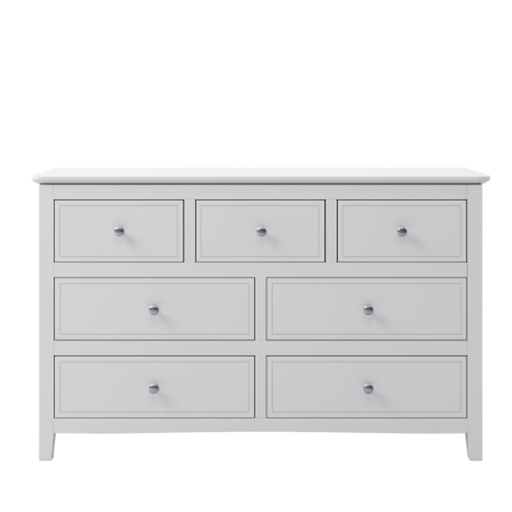 7 Drawers Solid Wood Dresser in White