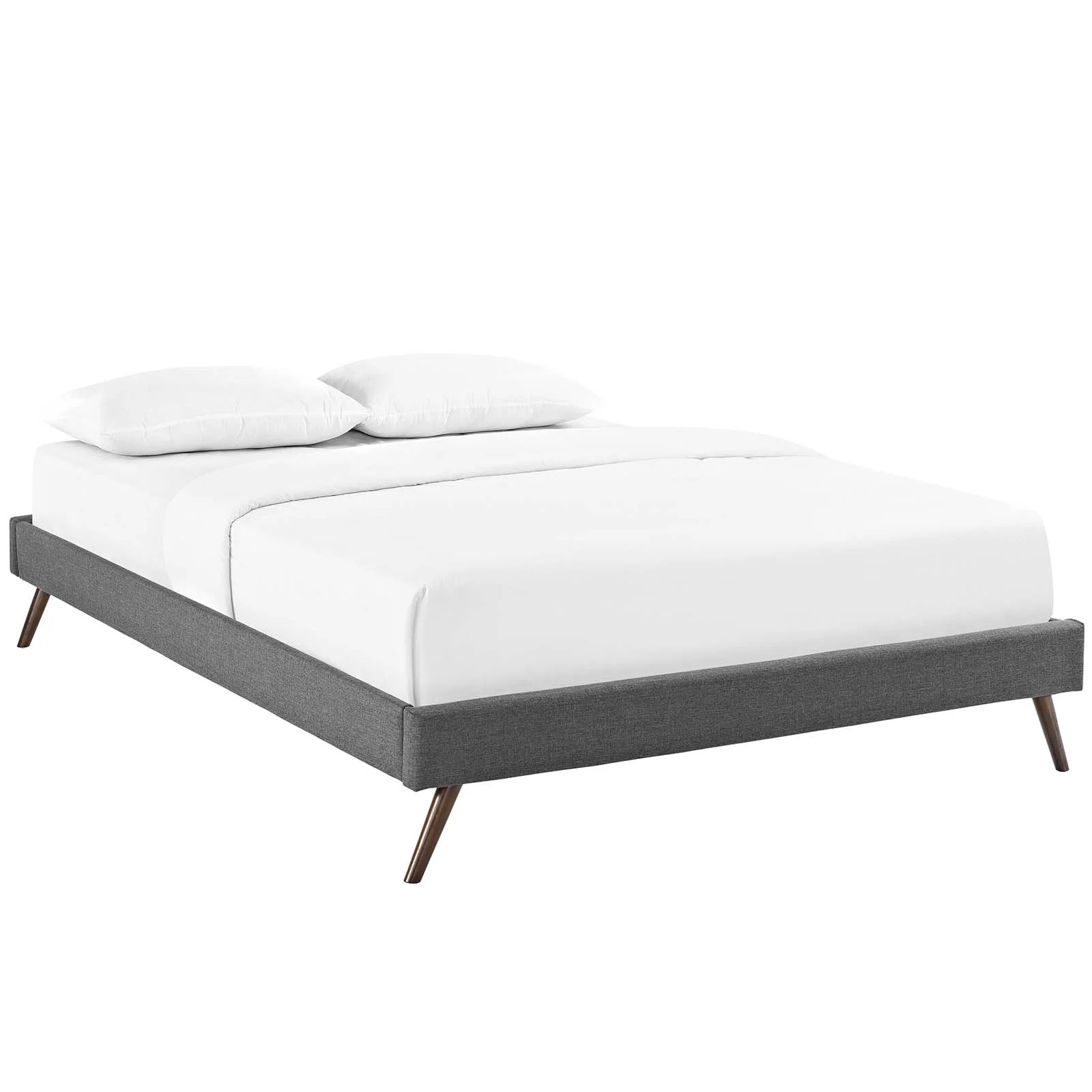 Modway Loryn Queen Fabric Bed Frame with Round Splayed Legs in Gray