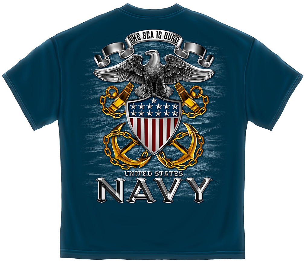 US NAVY The Sea Is Ours Full Print Eagle T-Shirt NAVY XX-LARGE