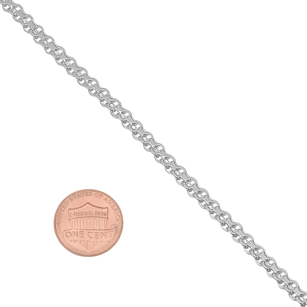 3mm Solid .925 Sterling Silver Flat Bismark Choker Chain Necklace, 16 inches